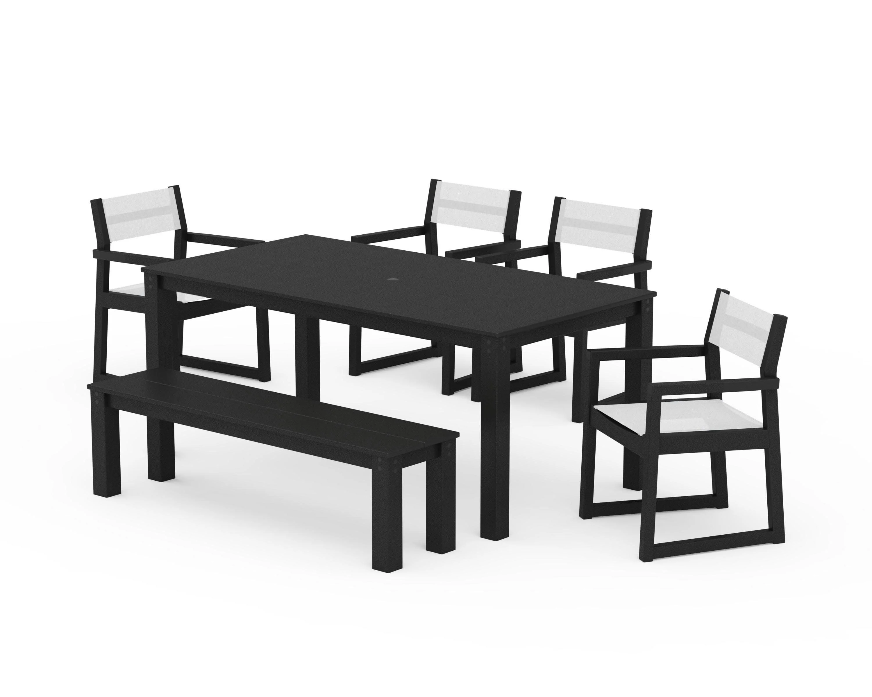 EDGE Sling Arm Chair 6-Piece Parsons Dining Set with Bench - Image 2