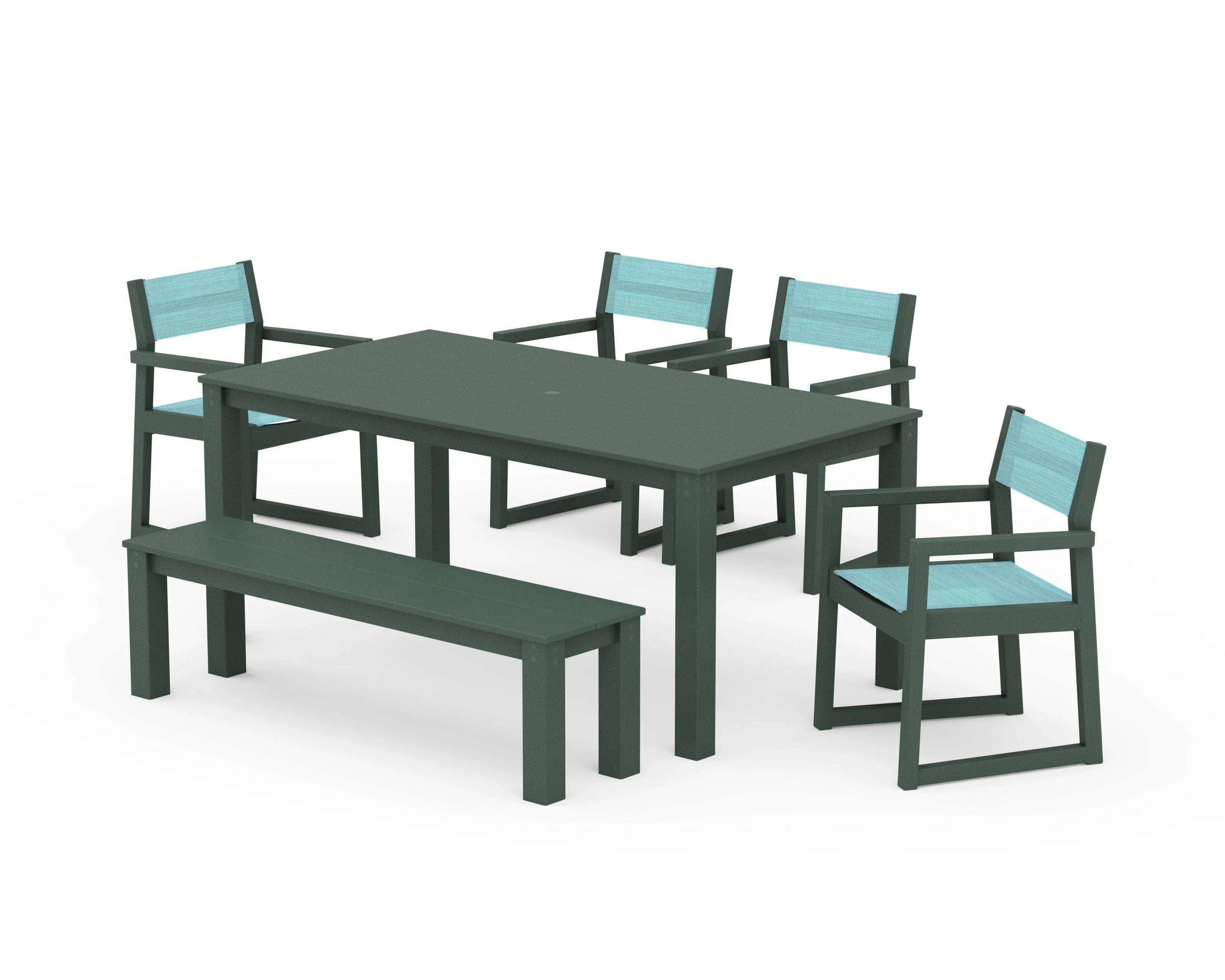 EDGE Sling Arm Chair 6-Piece Parsons Dining Set with Bench - Image 20