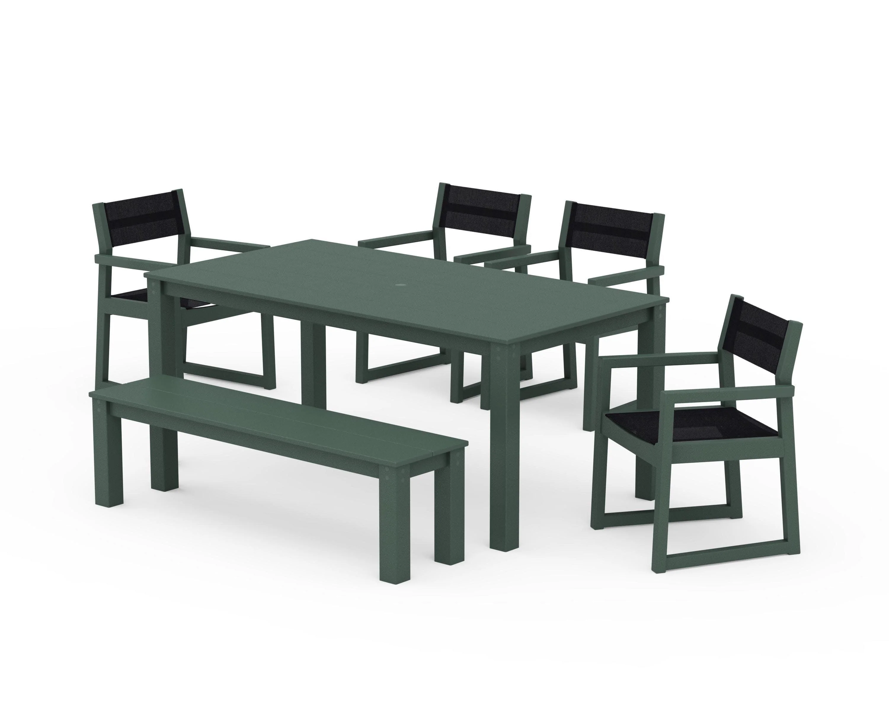 EDGE Sling Arm Chair 6-Piece Parsons Dining Set with Bench - Image 21