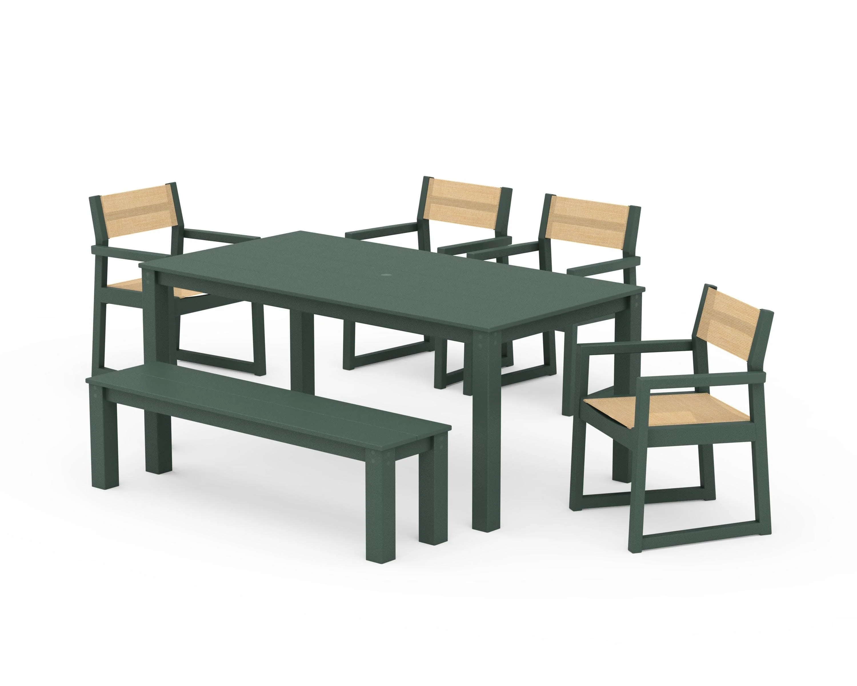 EDGE Sling Arm Chair 6-Piece Parsons Dining Set with Bench - Image 22