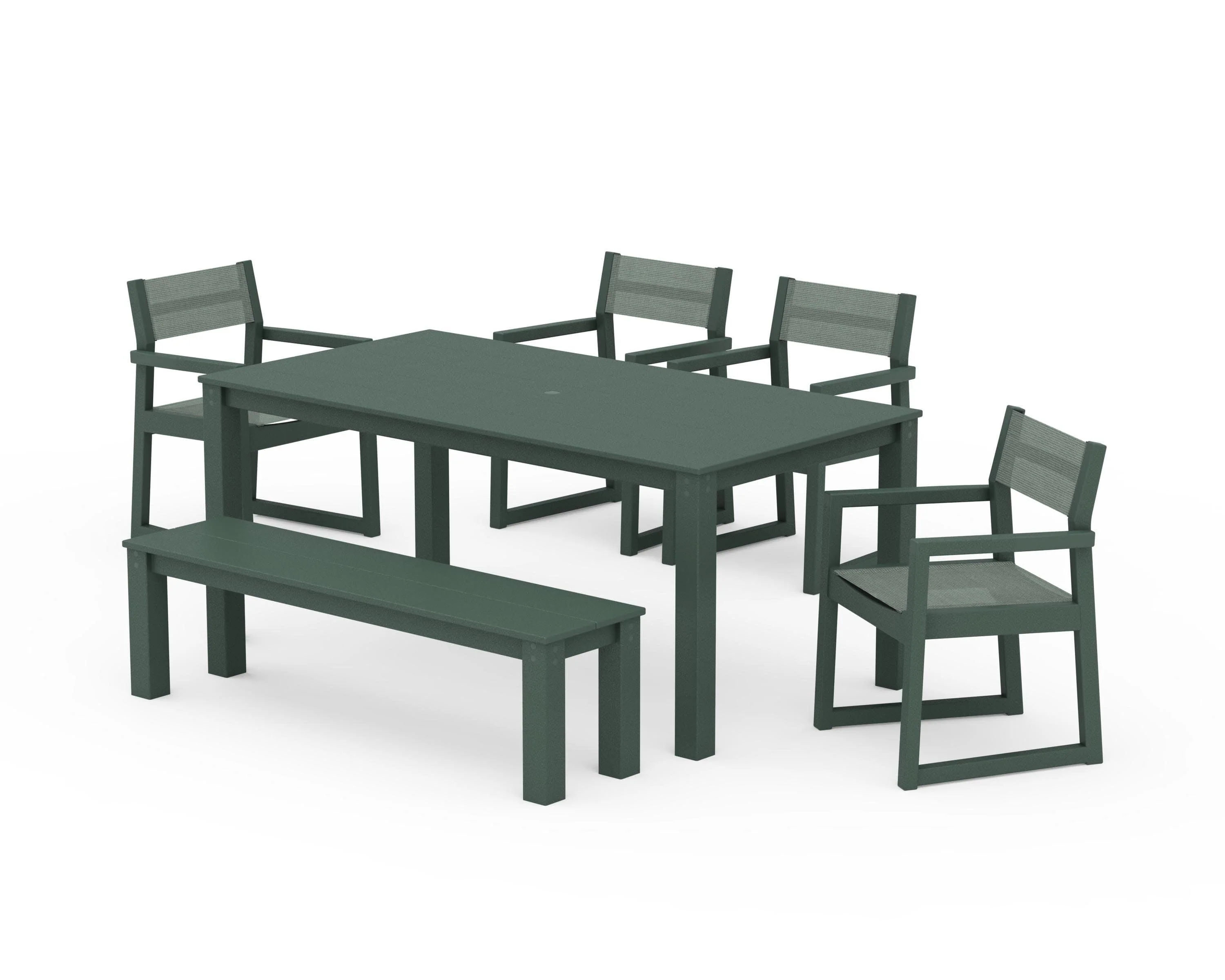 EDGE Sling Arm Chair 6-Piece Parsons Dining Set with Bench - Image 23
