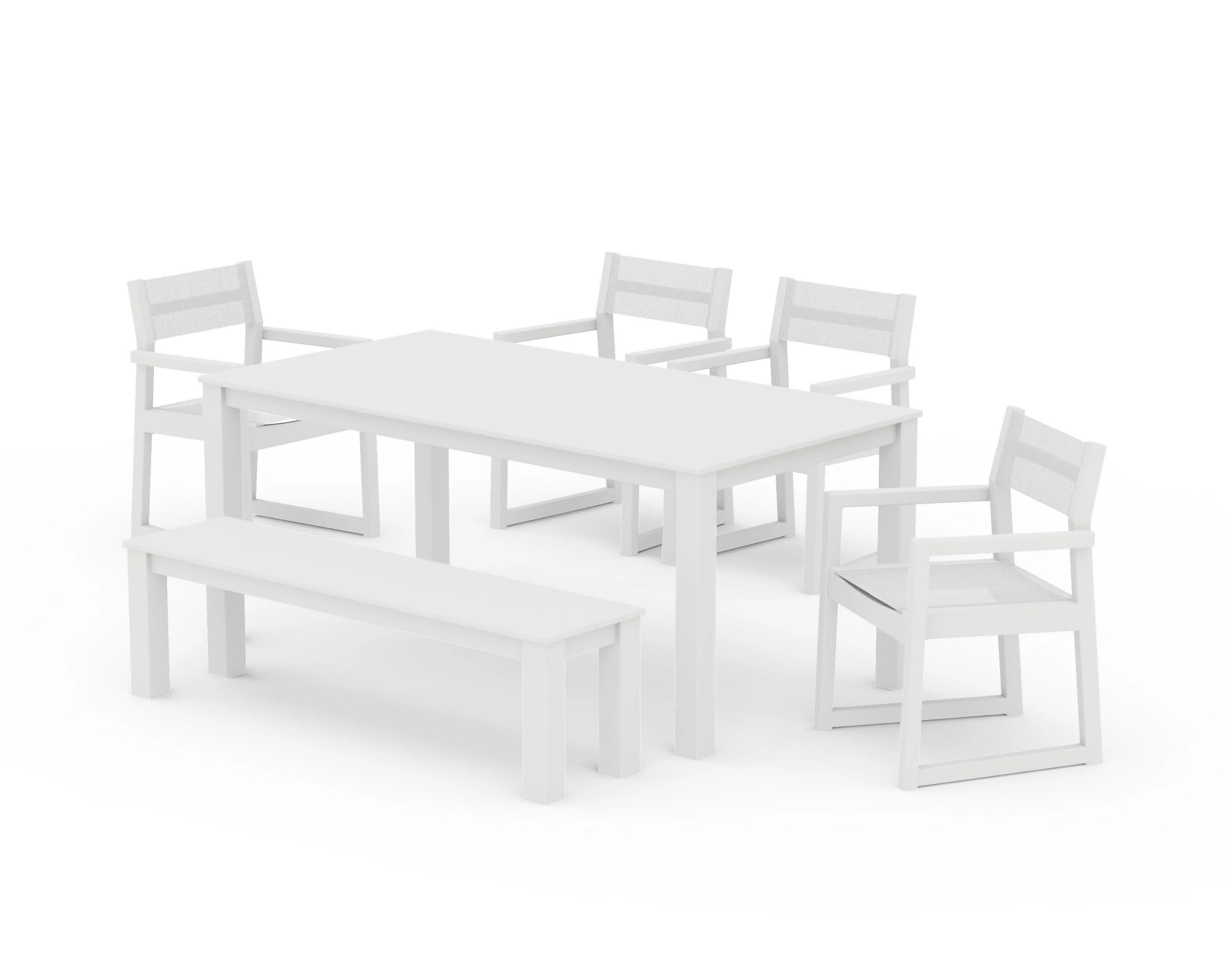 EDGE Sling Arm Chair 6-Piece Parsons Dining Set with Bench - Image 24
