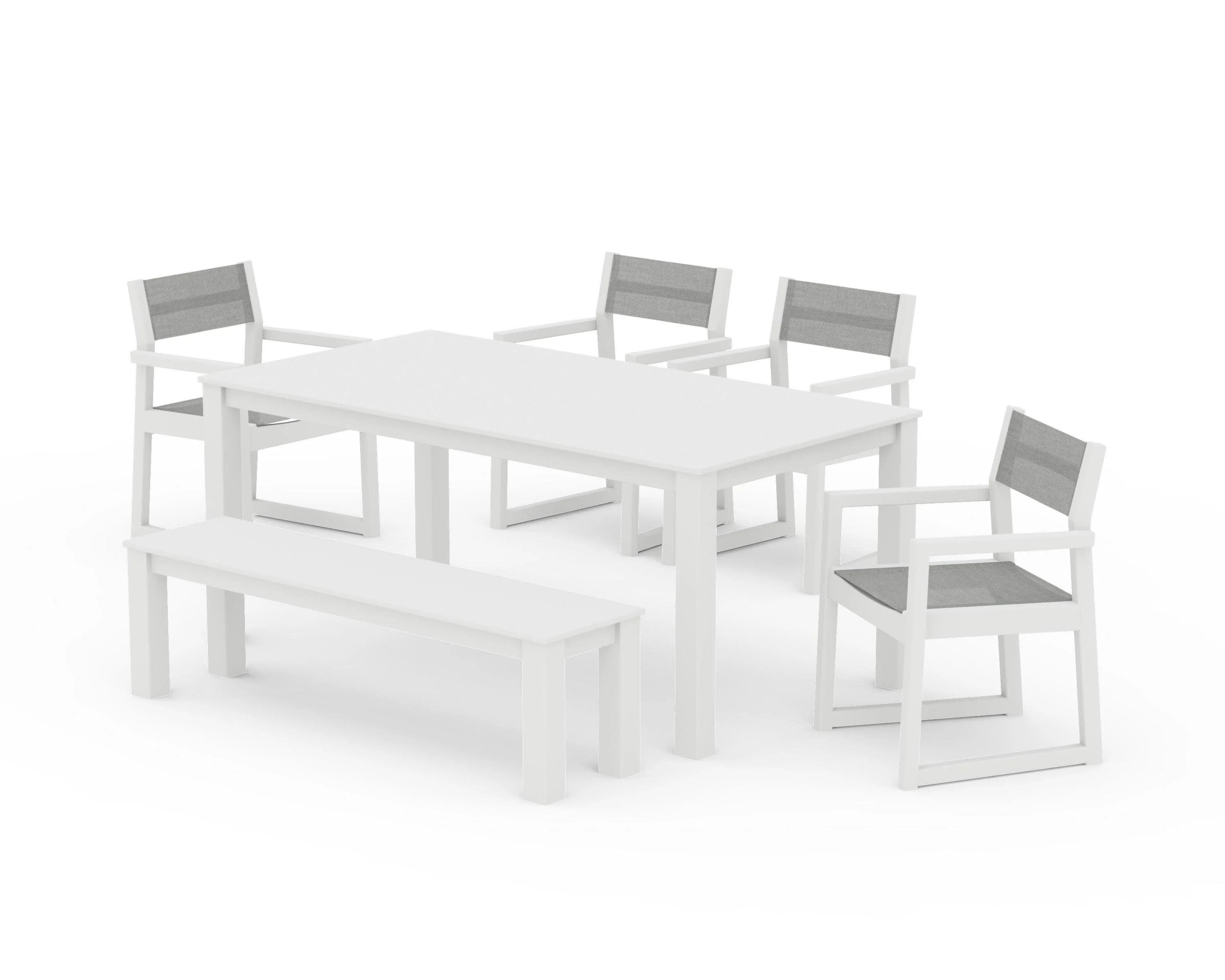 EDGE Sling Arm Chair 6-Piece Parsons Dining Set with Bench - Image 26