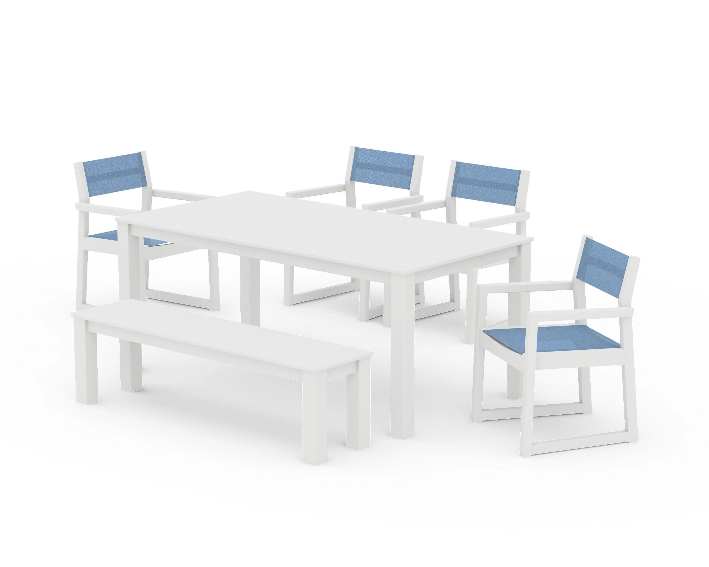 EDGE Sling Arm Chair 6-Piece Parsons Dining Set with Bench - Image 27