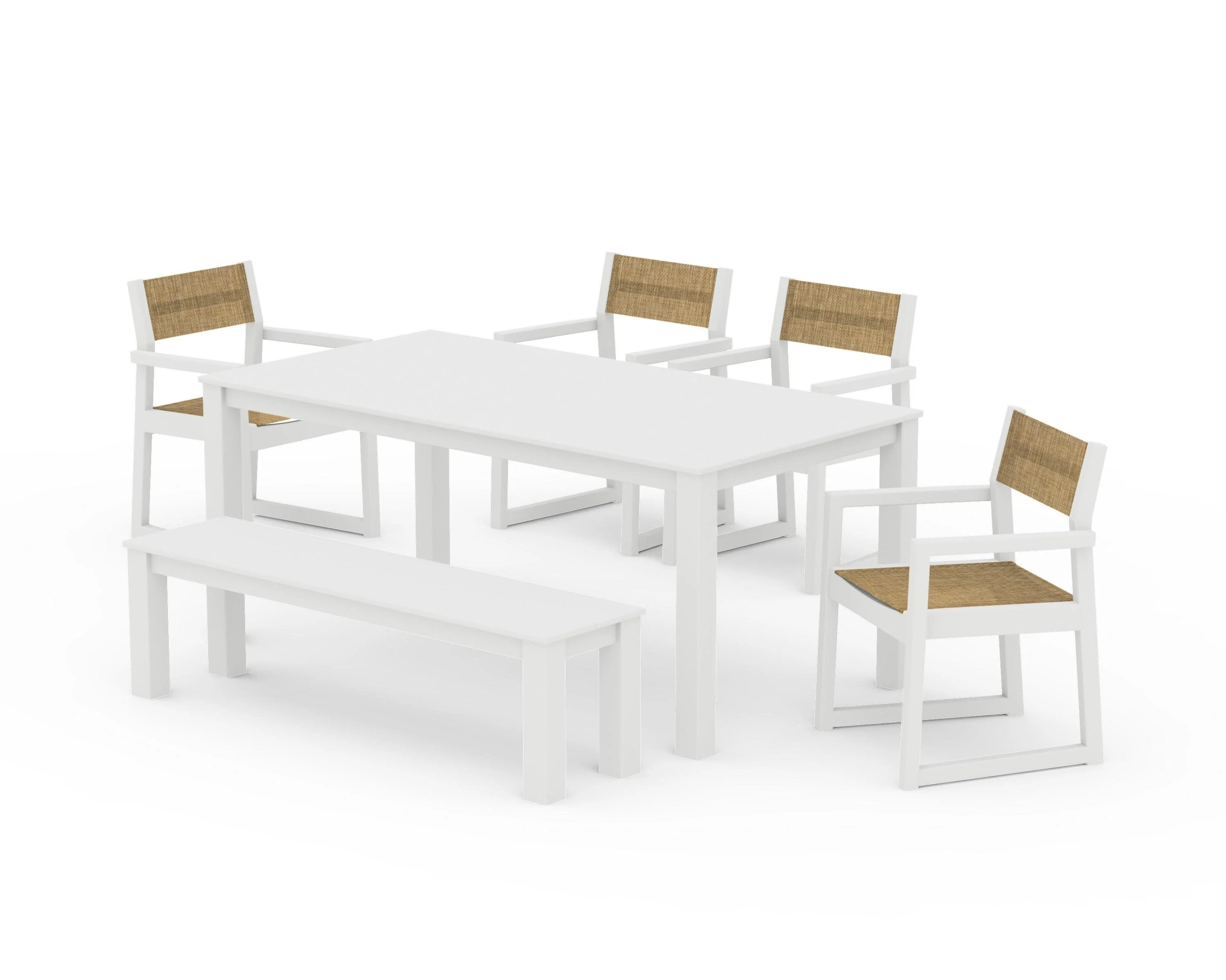 EDGE Sling Arm Chair 6-Piece Parsons Dining Set with Bench - Image 28