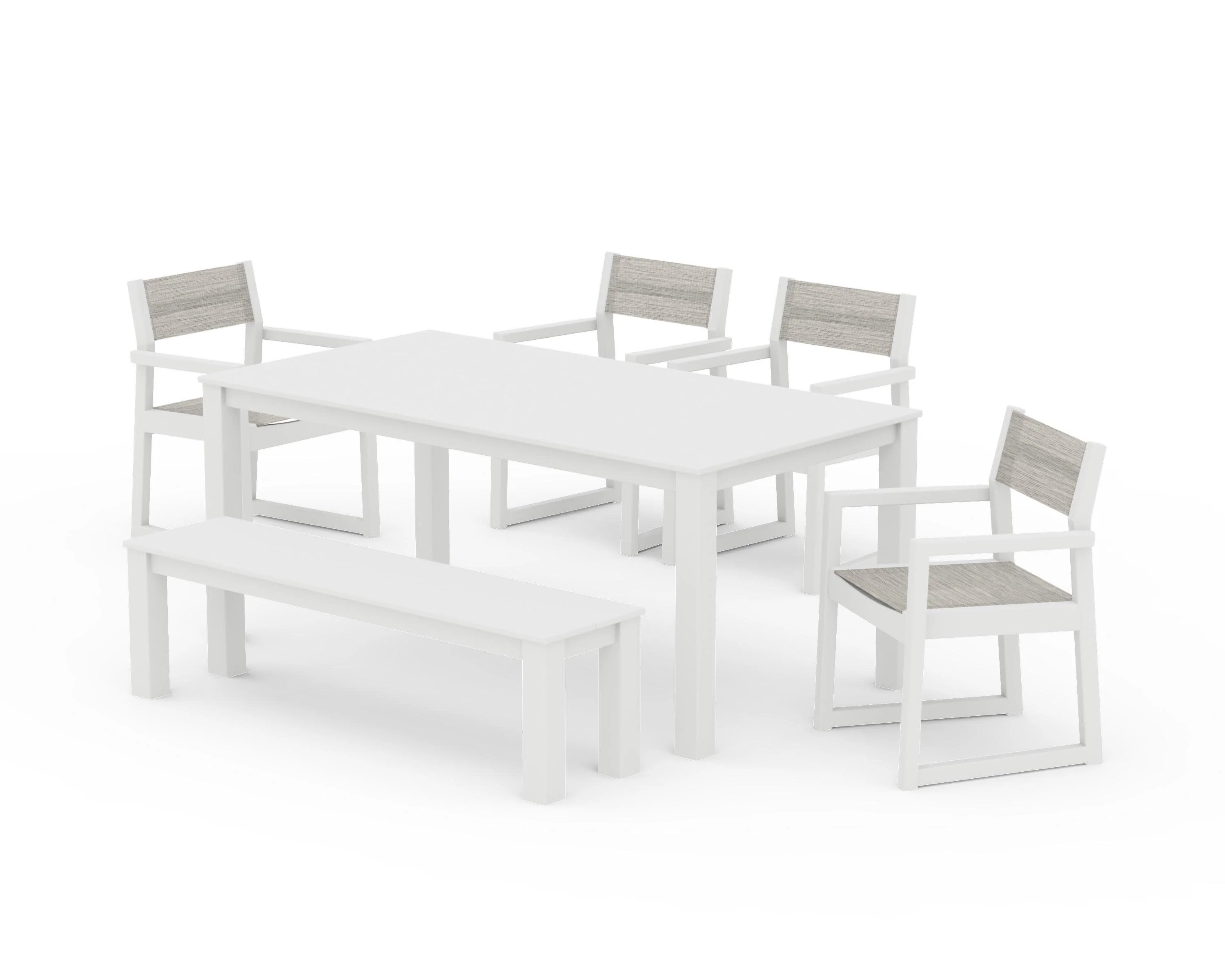 EDGE Sling Arm Chair 6-Piece Parsons Dining Set with Bench - Image 29