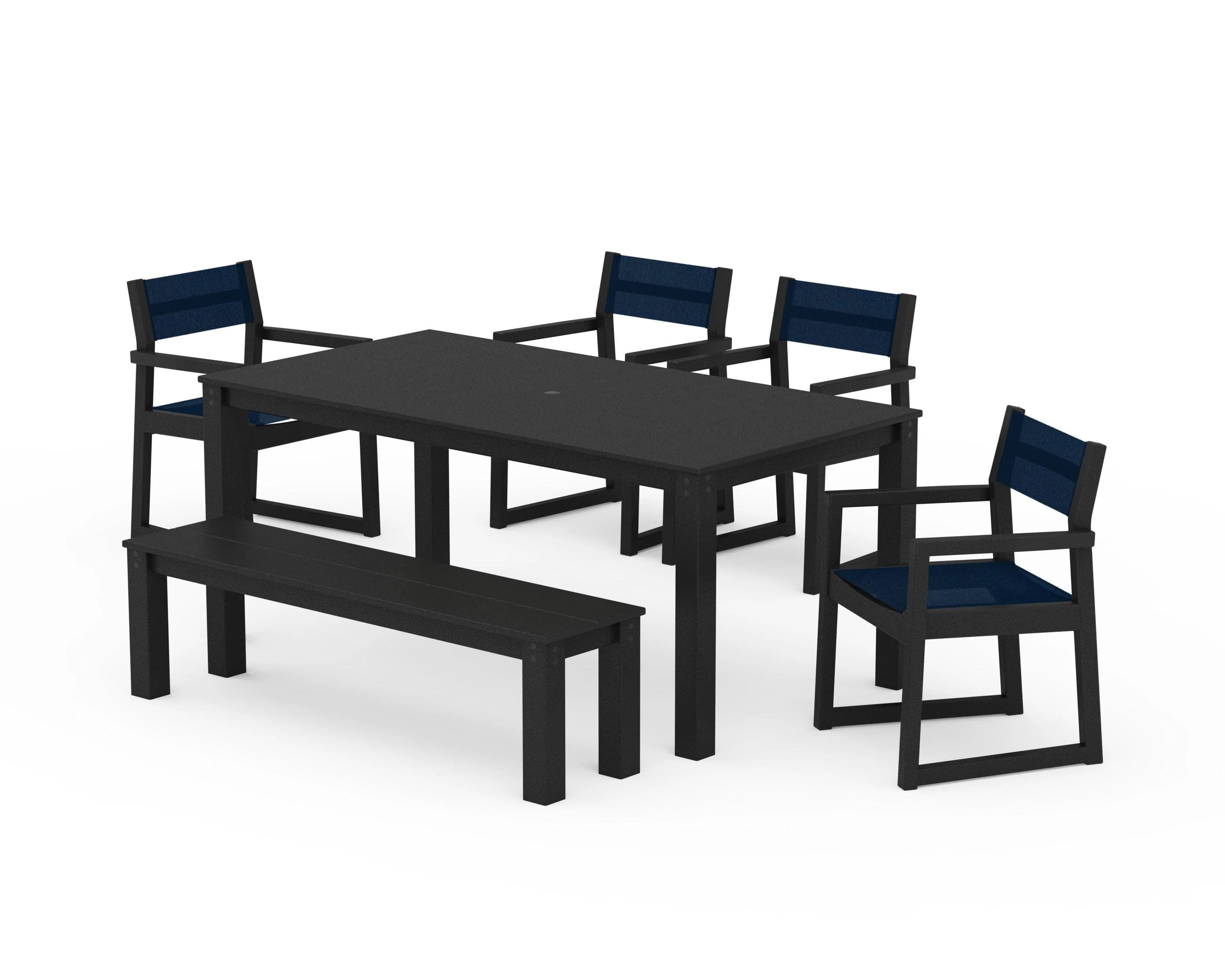 EDGE Sling Arm Chair 6-Piece Parsons Dining Set with Bench - Image 3
