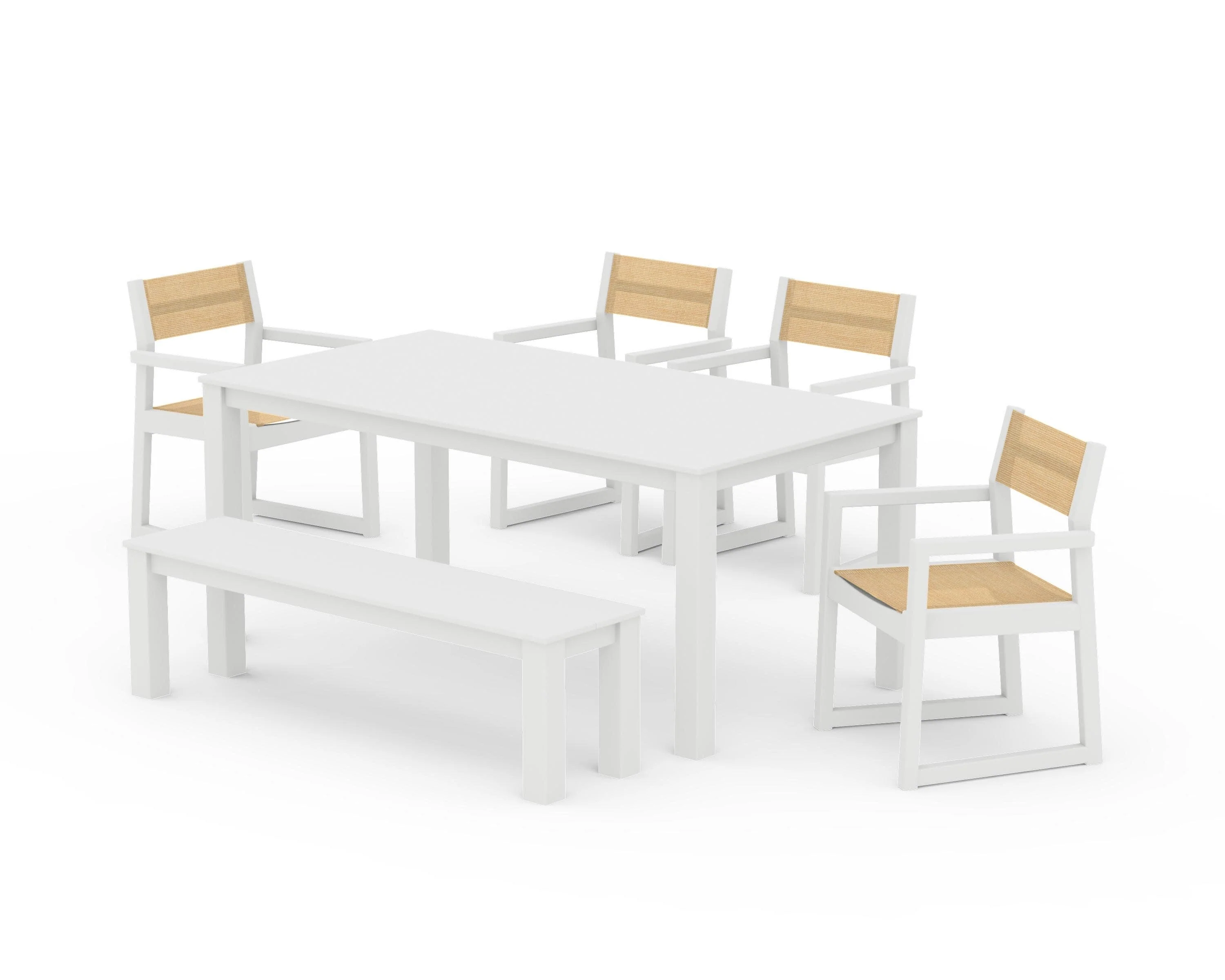 EDGE Sling Arm Chair 6-Piece Parsons Dining Set with Bench - Image 32