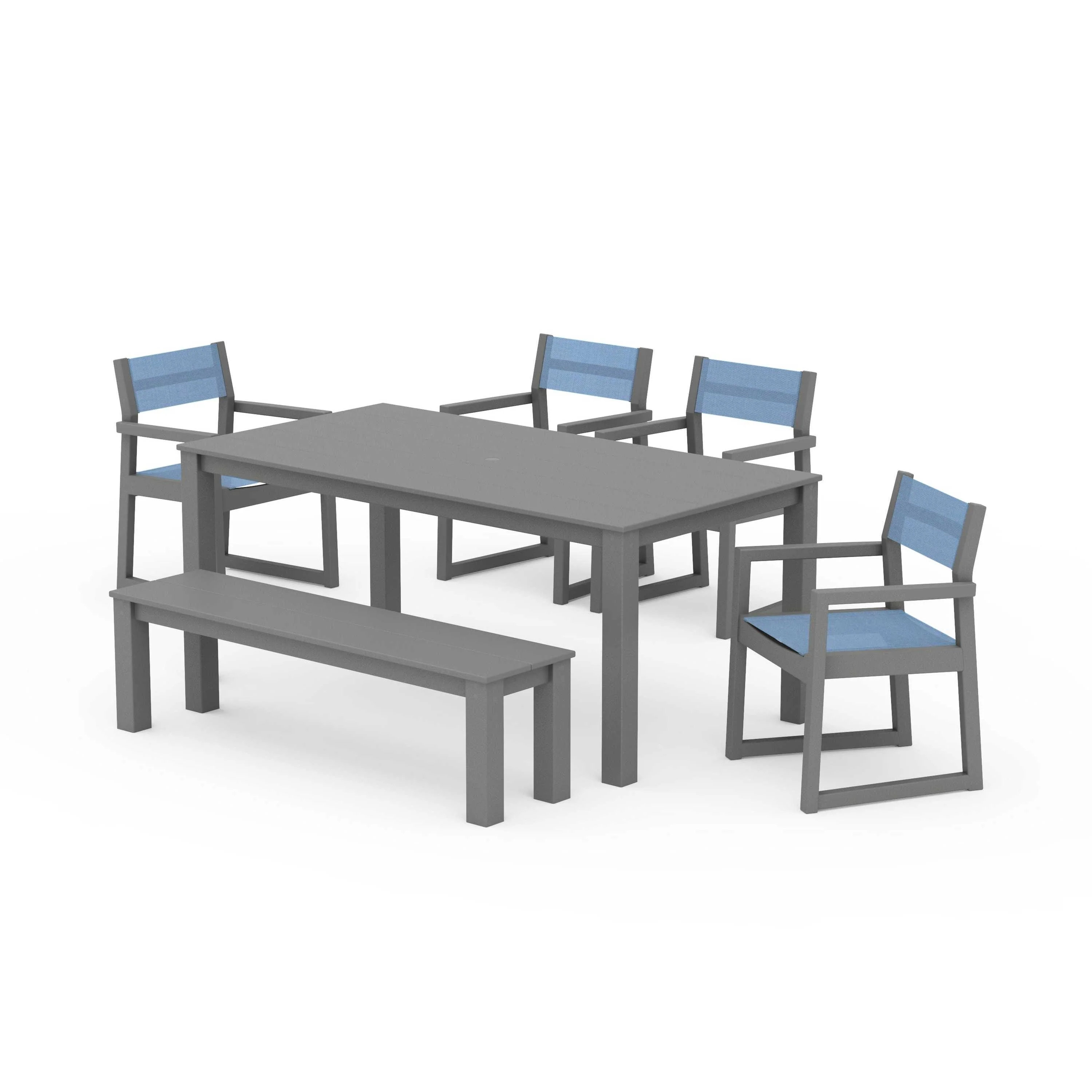 EDGE Sling Arm Chair 6-Piece Parsons Dining Set with Bench - Image 40