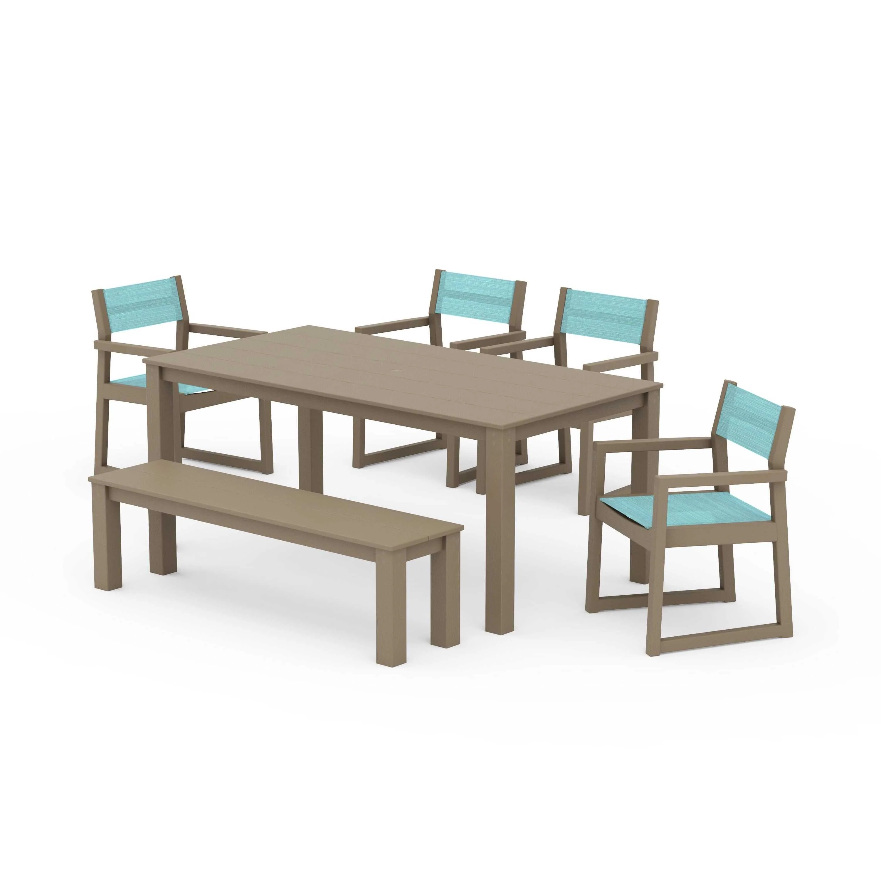 EDGE Sling Arm Chair 6-Piece Parsons Dining Set with Bench - Image 42