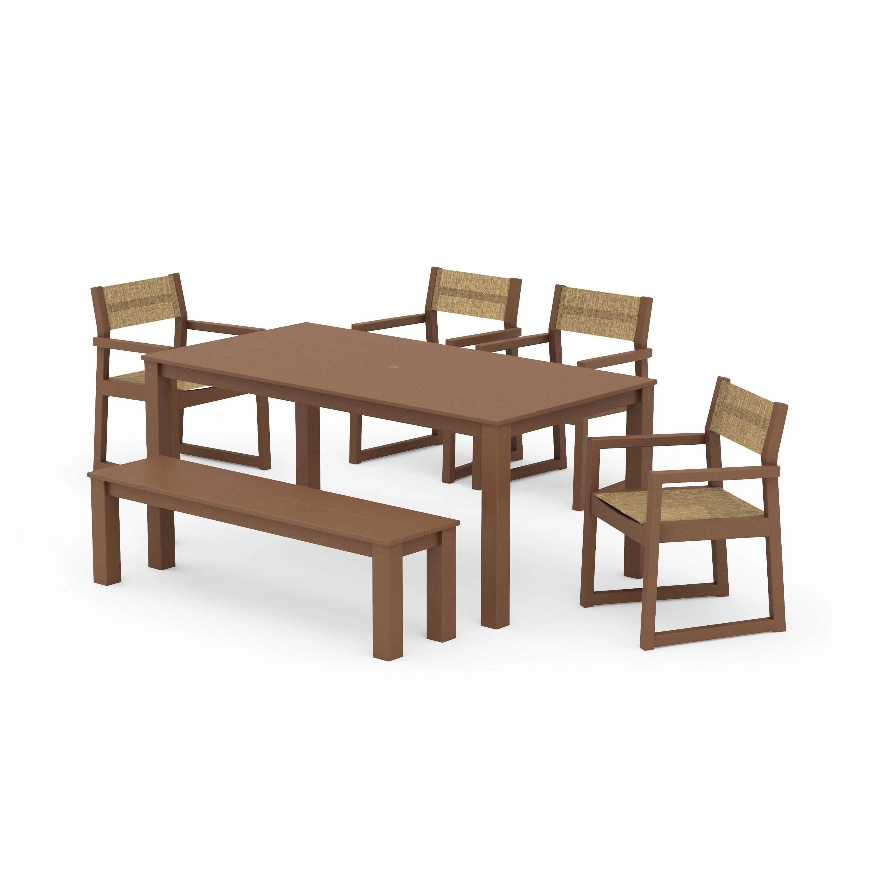 EDGE Sling Arm Chair 6-Piece Parsons Dining Set with Bench - Image 43