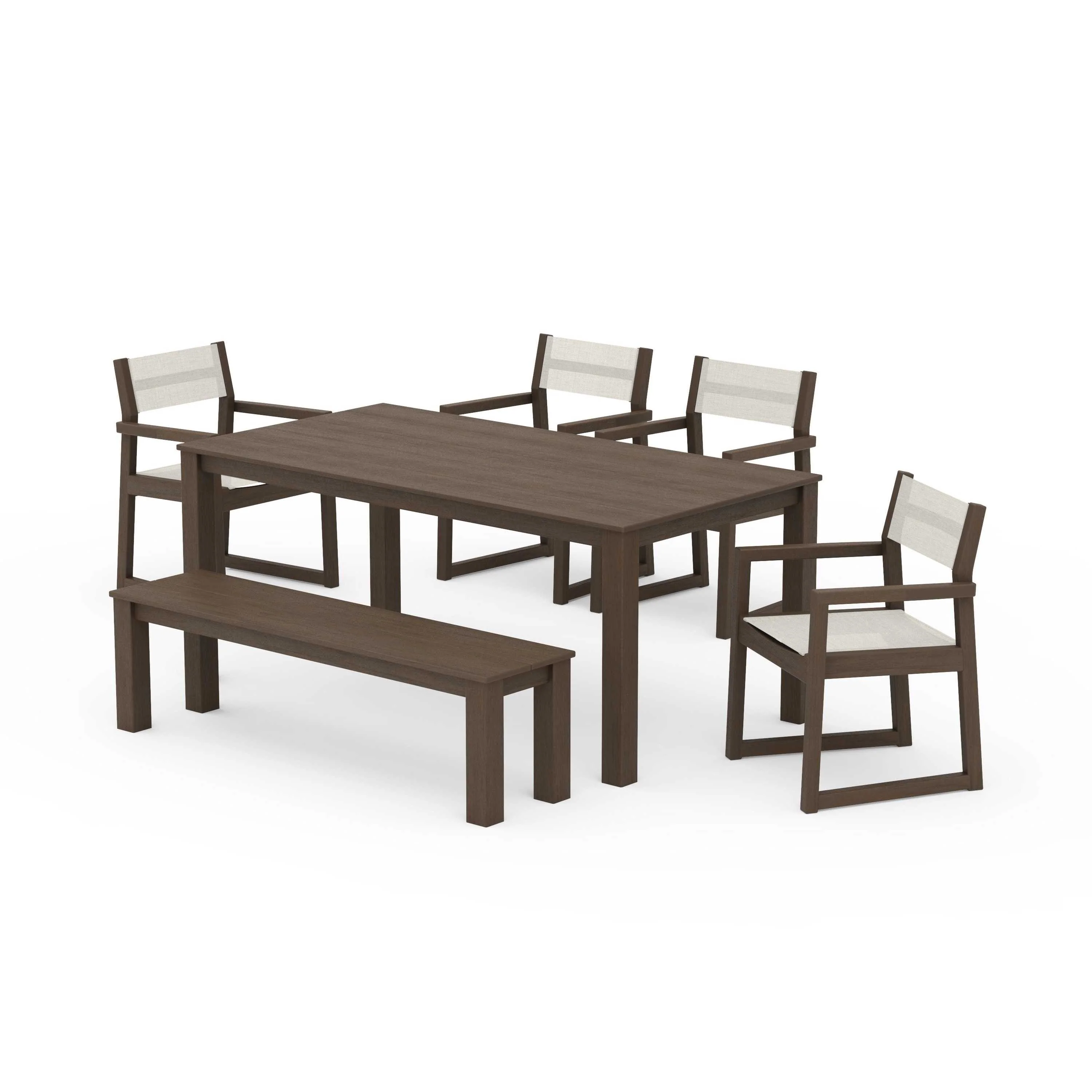 EDGE Sling Arm Chair 6-Piece Parsons Dining Set with Bench - Image 44