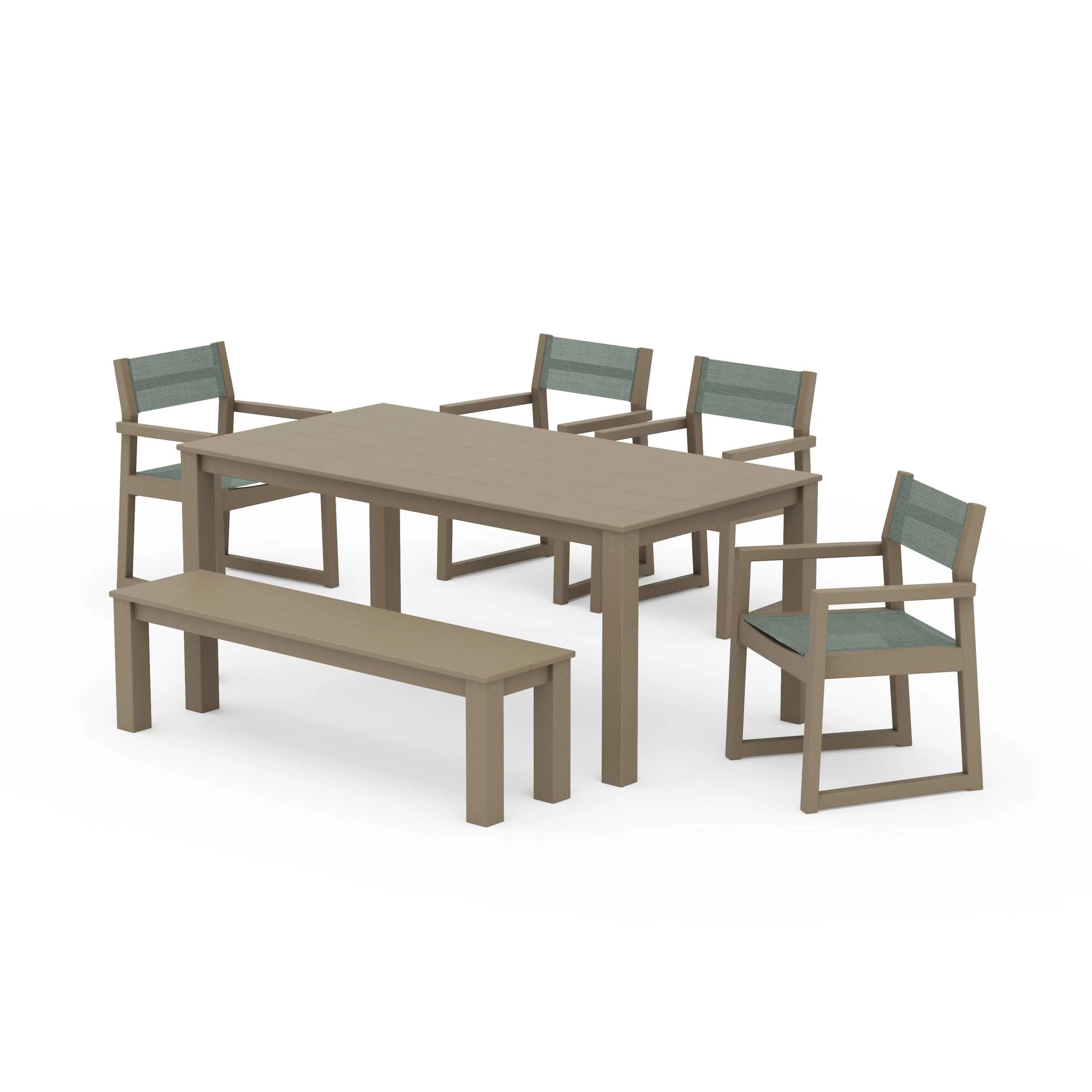 EDGE Sling Arm Chair 6-Piece Parsons Dining Set with Bench - Image 47