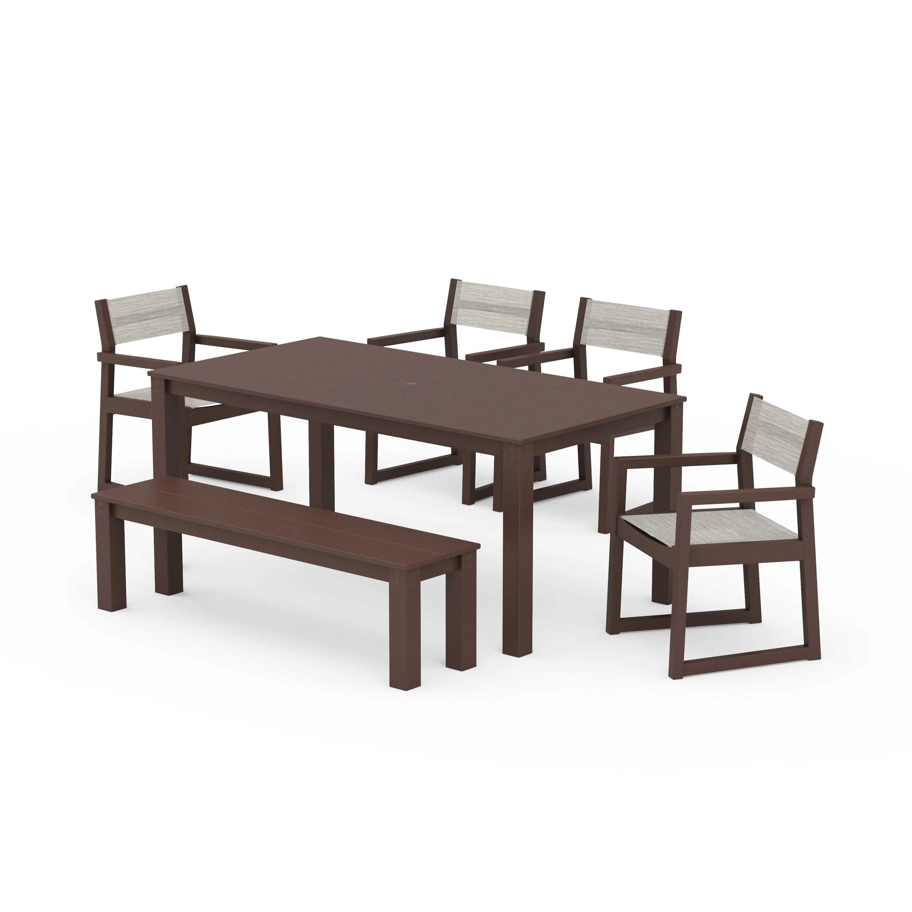 EDGE Sling Arm Chair 6-Piece Parsons Dining Set with Bench - Image 48