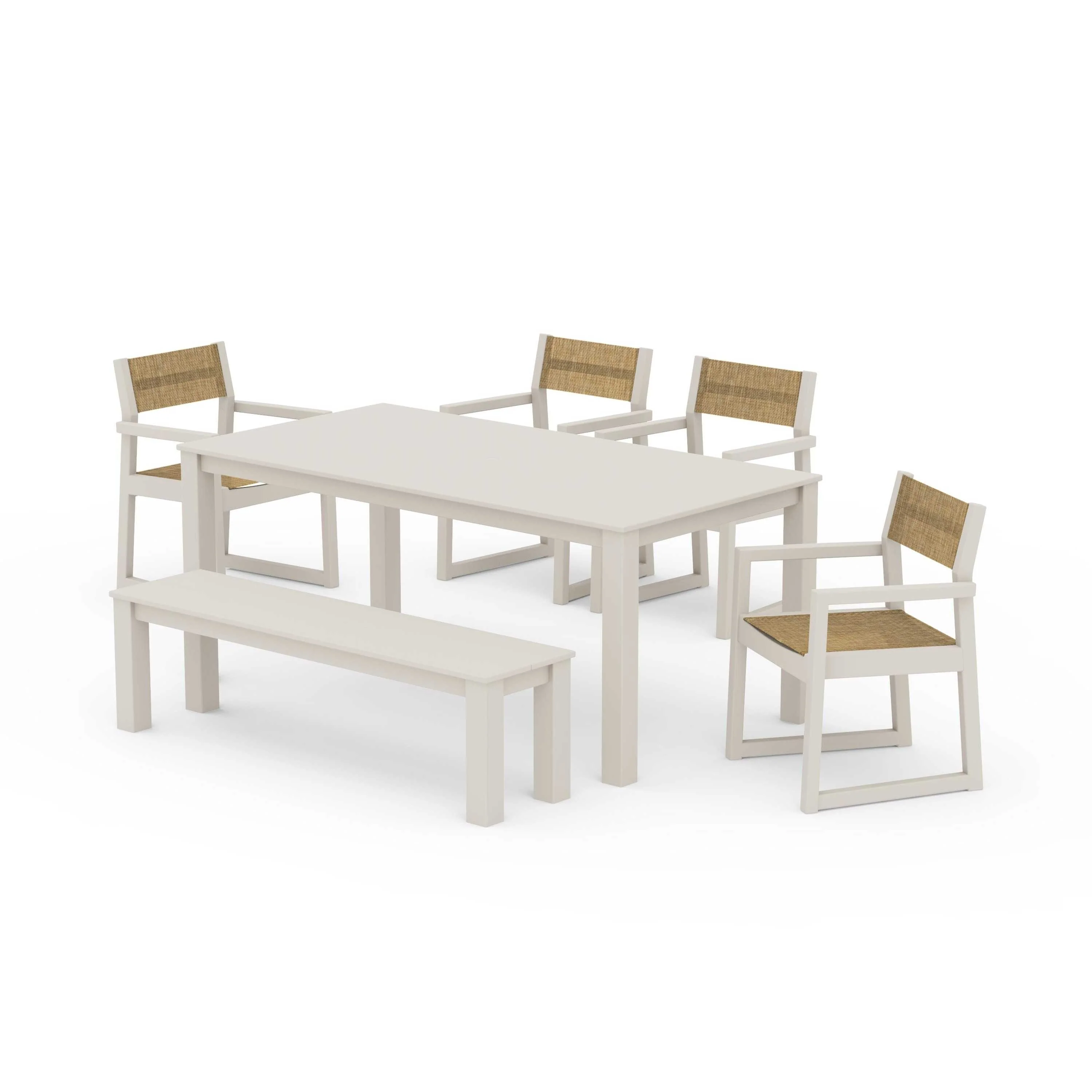 EDGE Sling Arm Chair 6-Piece Parsons Dining Set with Bench - Image 49