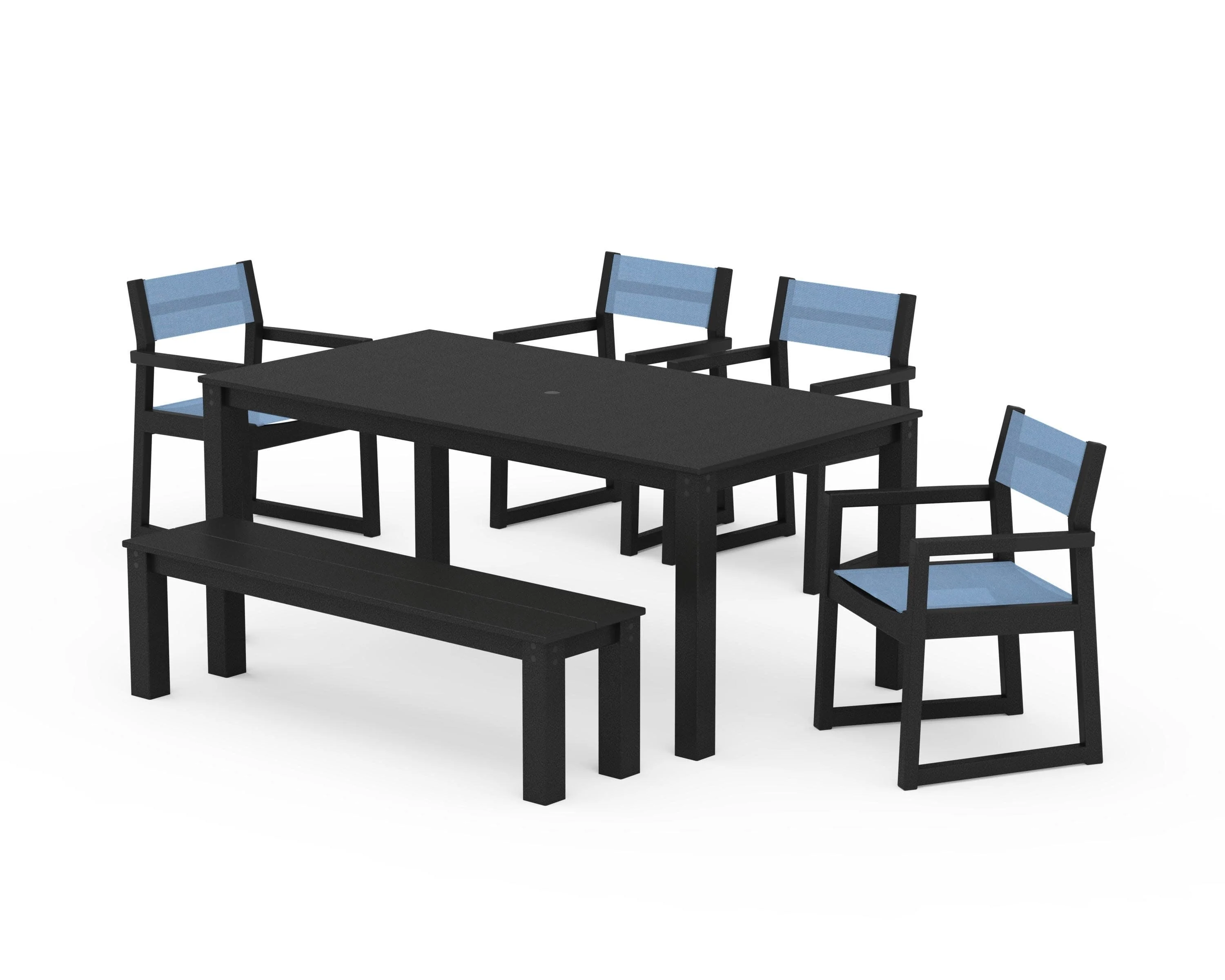 EDGE Sling Arm Chair 6-Piece Parsons Dining Set with Bench - Image 5