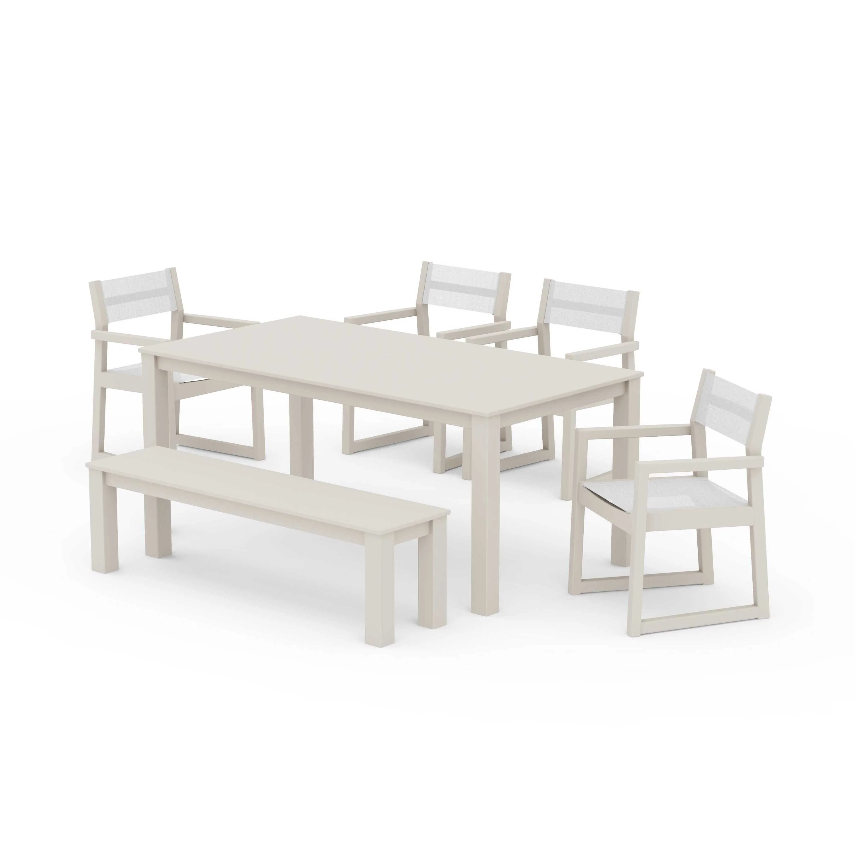 EDGE Sling Arm Chair 6-Piece Parsons Dining Set with Bench - Image 50