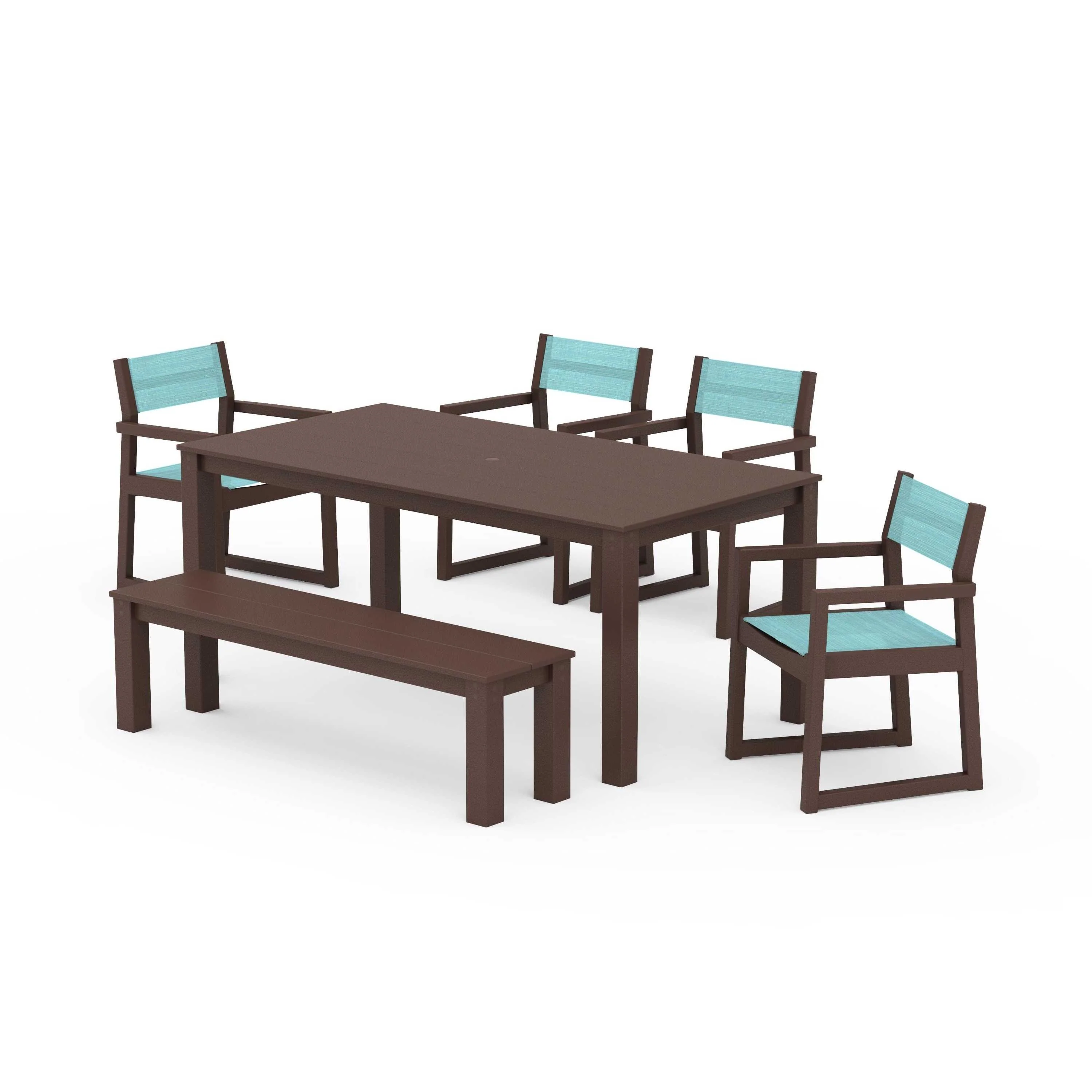 EDGE Sling Arm Chair 6-Piece Parsons Dining Set with Bench - Image 51