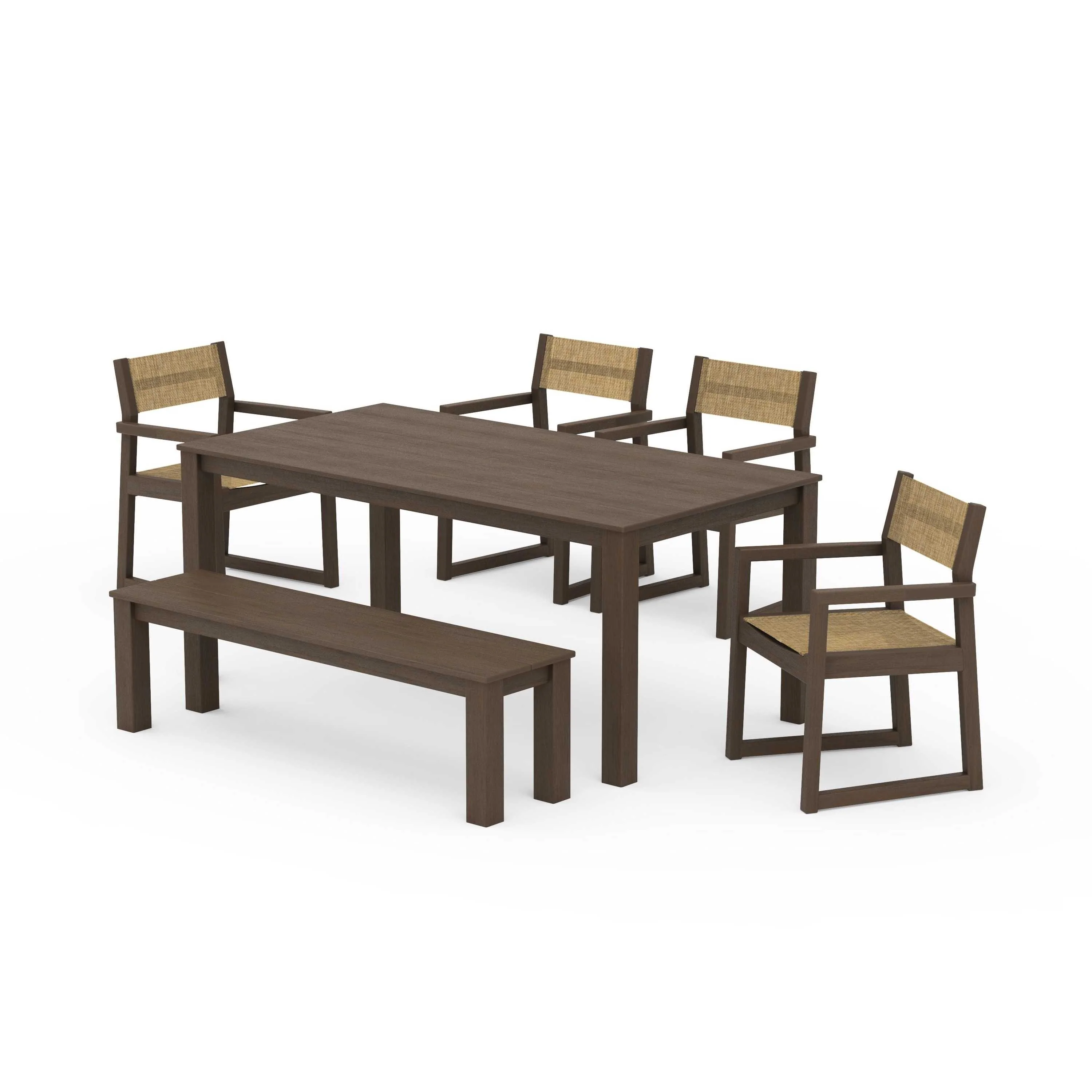 EDGE Sling Arm Chair 6-Piece Parsons Dining Set with Bench - Image 54