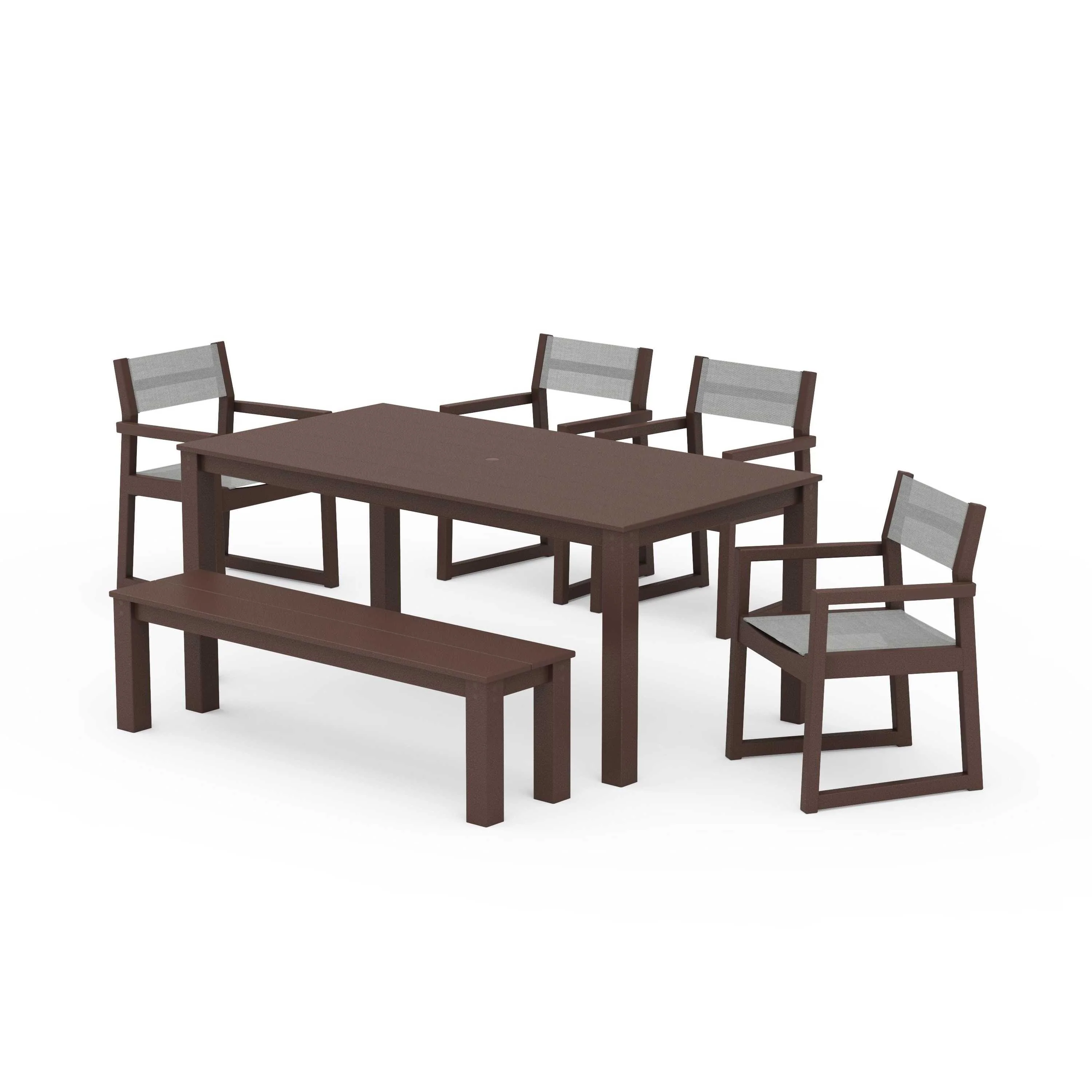 EDGE Sling Arm Chair 6-Piece Parsons Dining Set with Bench - Image 58