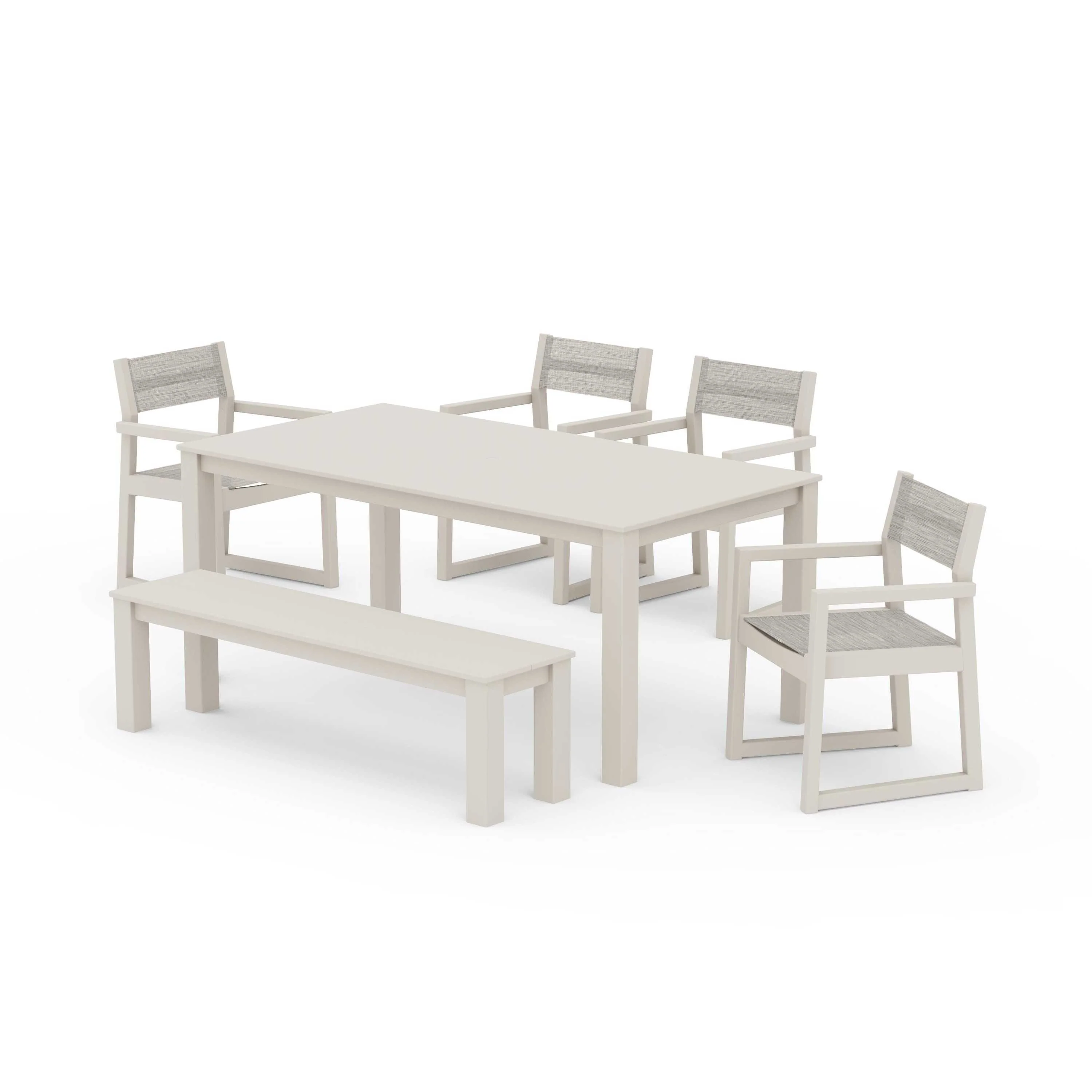 EDGE Sling Arm Chair 6-Piece Parsons Dining Set with Bench - Image 59