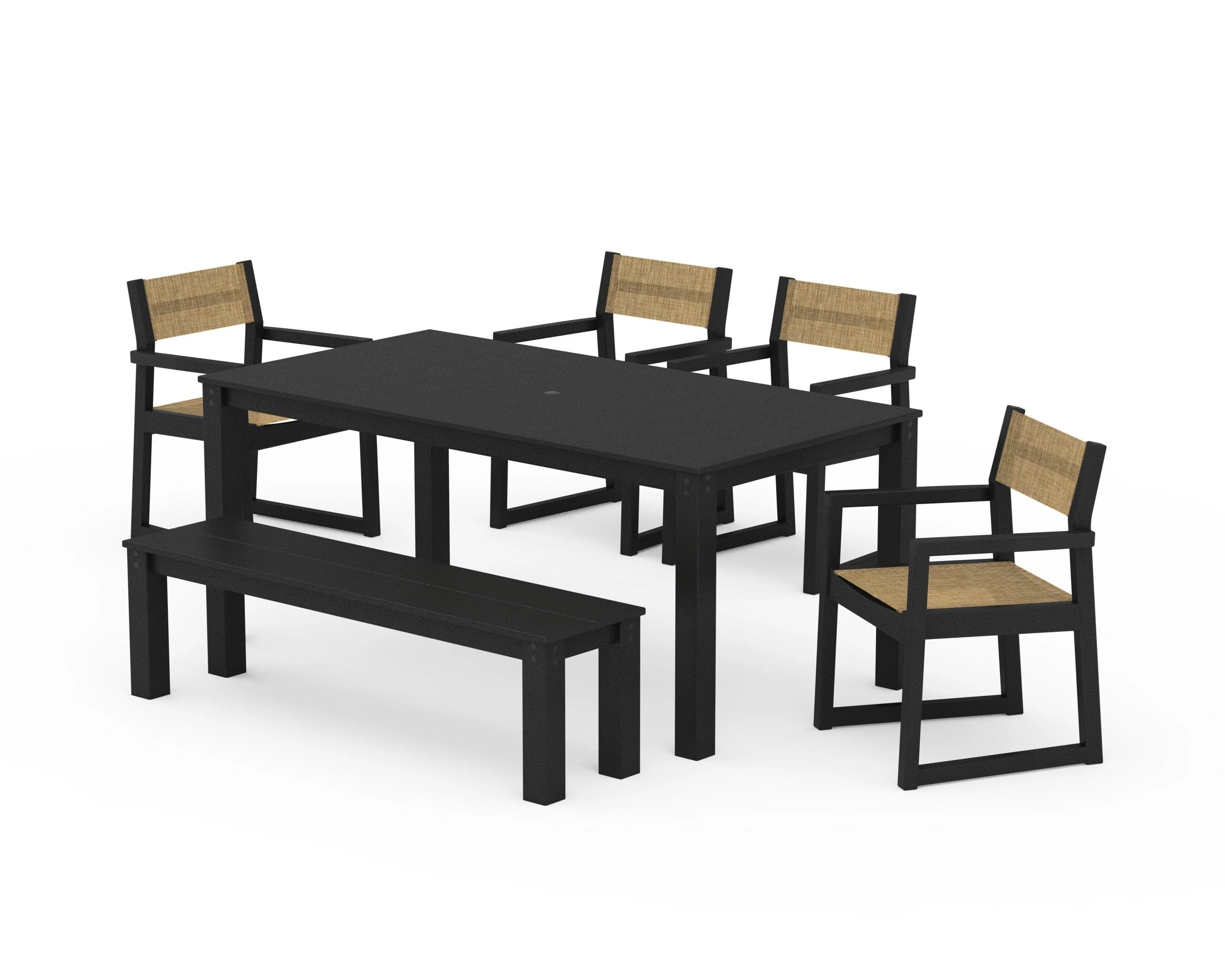 EDGE Sling Arm Chair 6-Piece Parsons Dining Set with Bench - Image 6