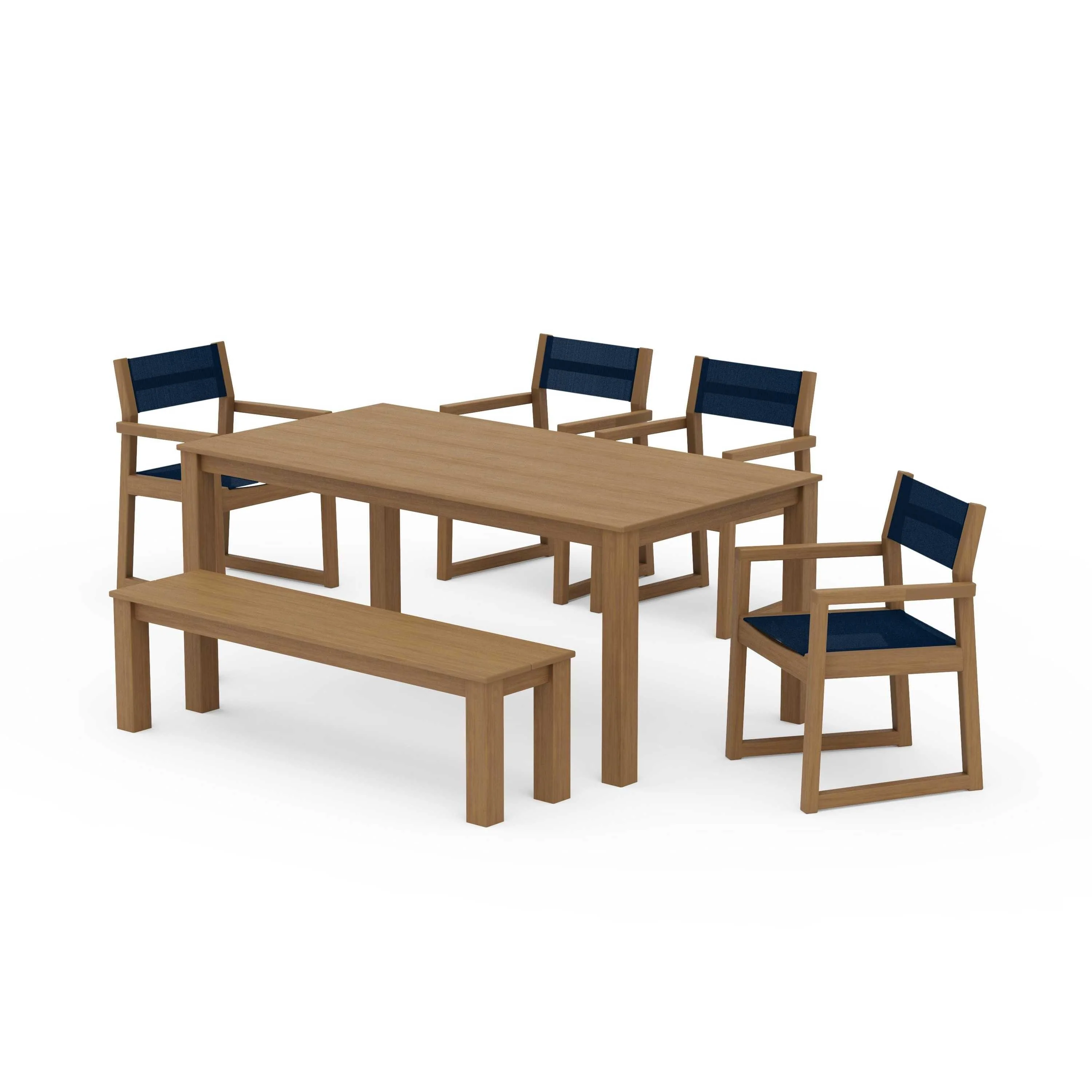 EDGE Sling Arm Chair 6-Piece Parsons Dining Set with Bench - Image 62