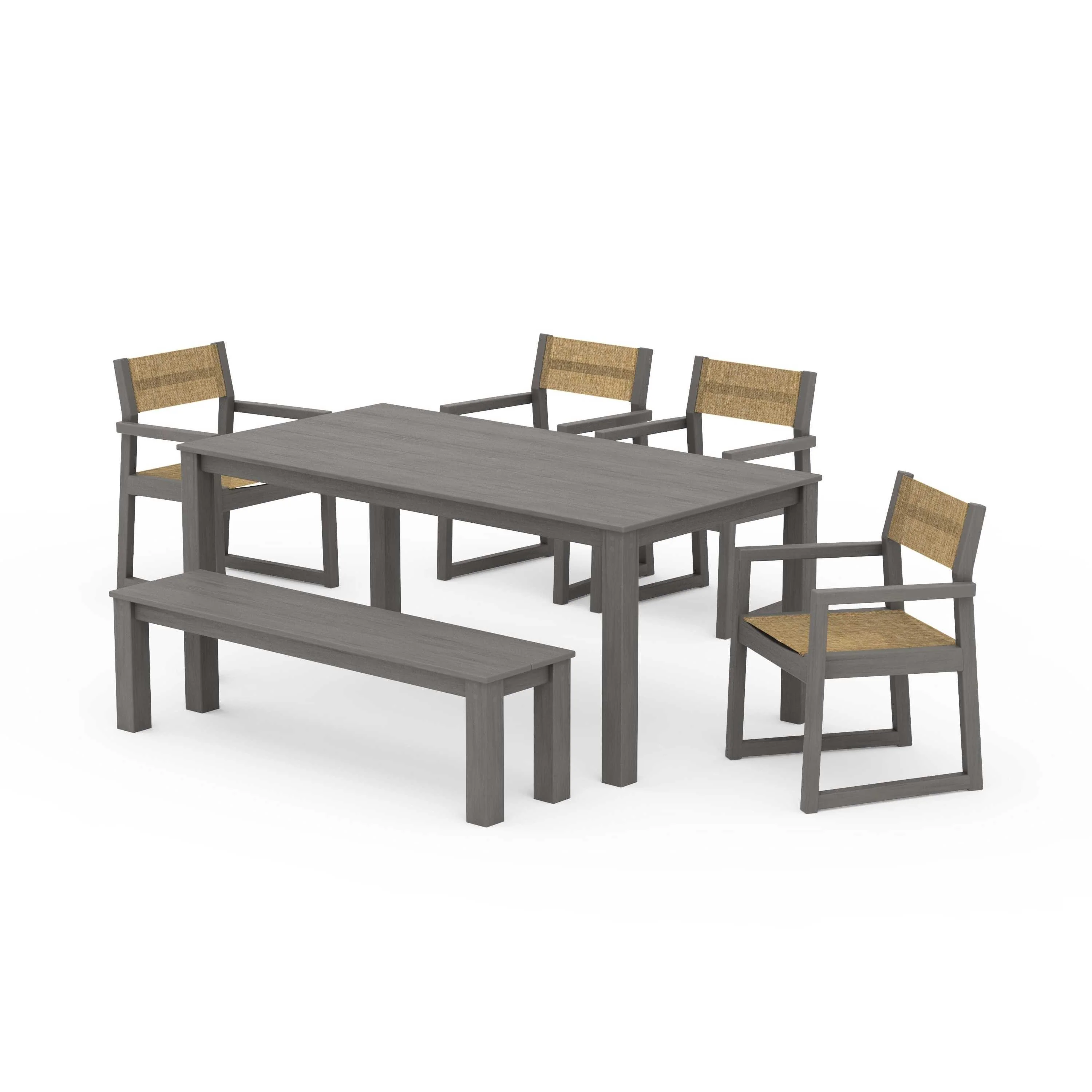EDGE Sling Arm Chair 6-Piece Parsons Dining Set with Bench - Image 63