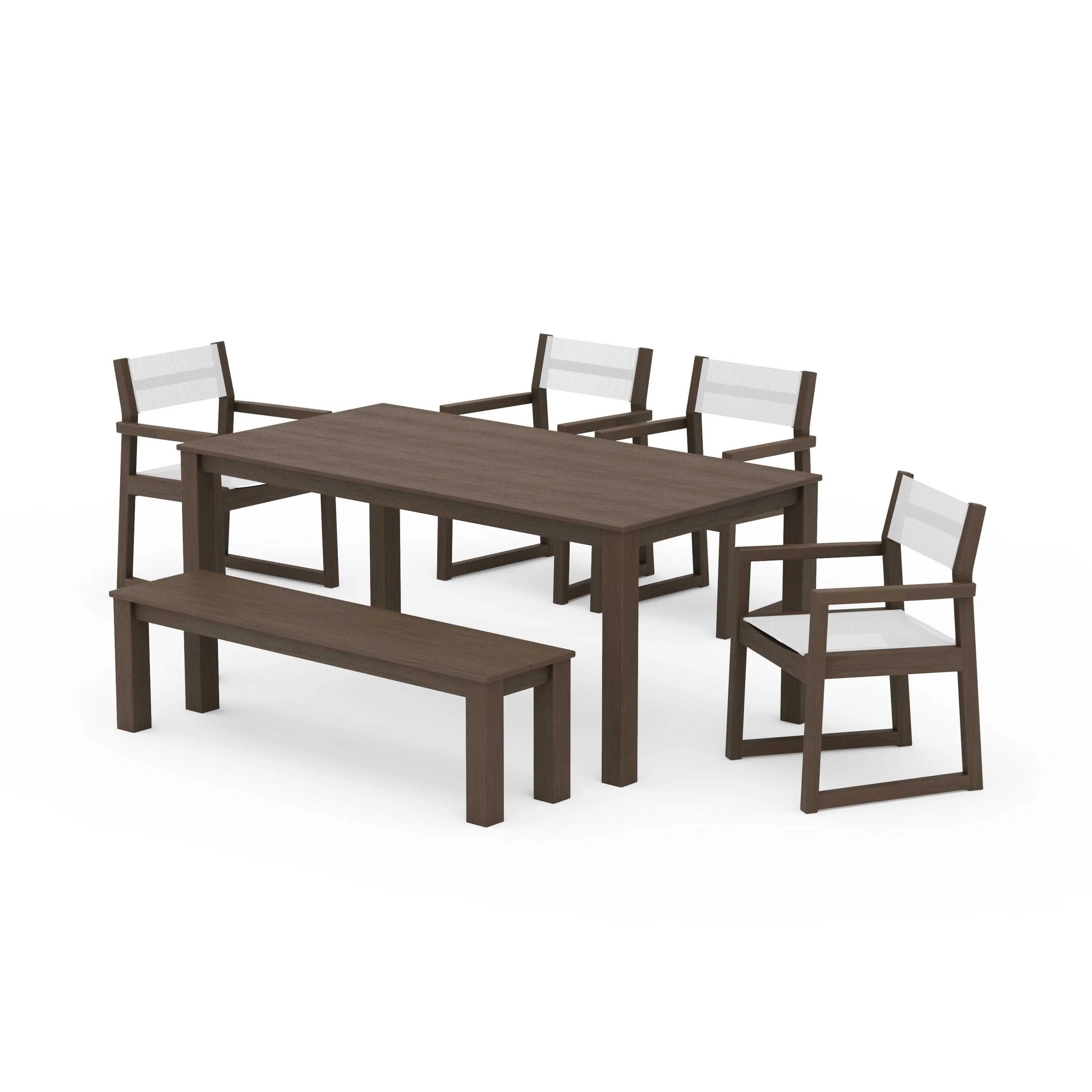 EDGE Sling Arm Chair 6-Piece Parsons Dining Set with Bench - Image 64