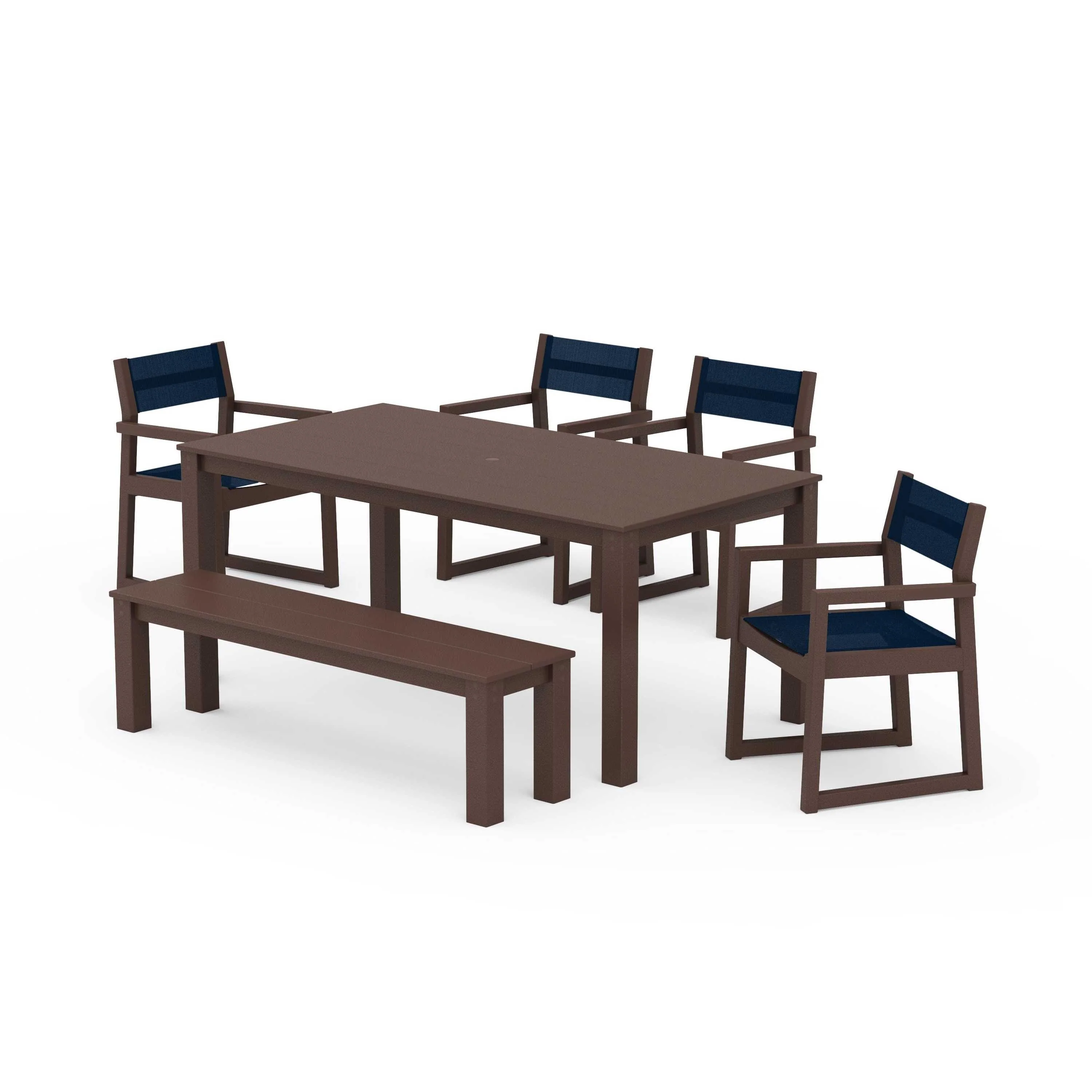 EDGE Sling Arm Chair 6-Piece Parsons Dining Set with Bench - Image 66