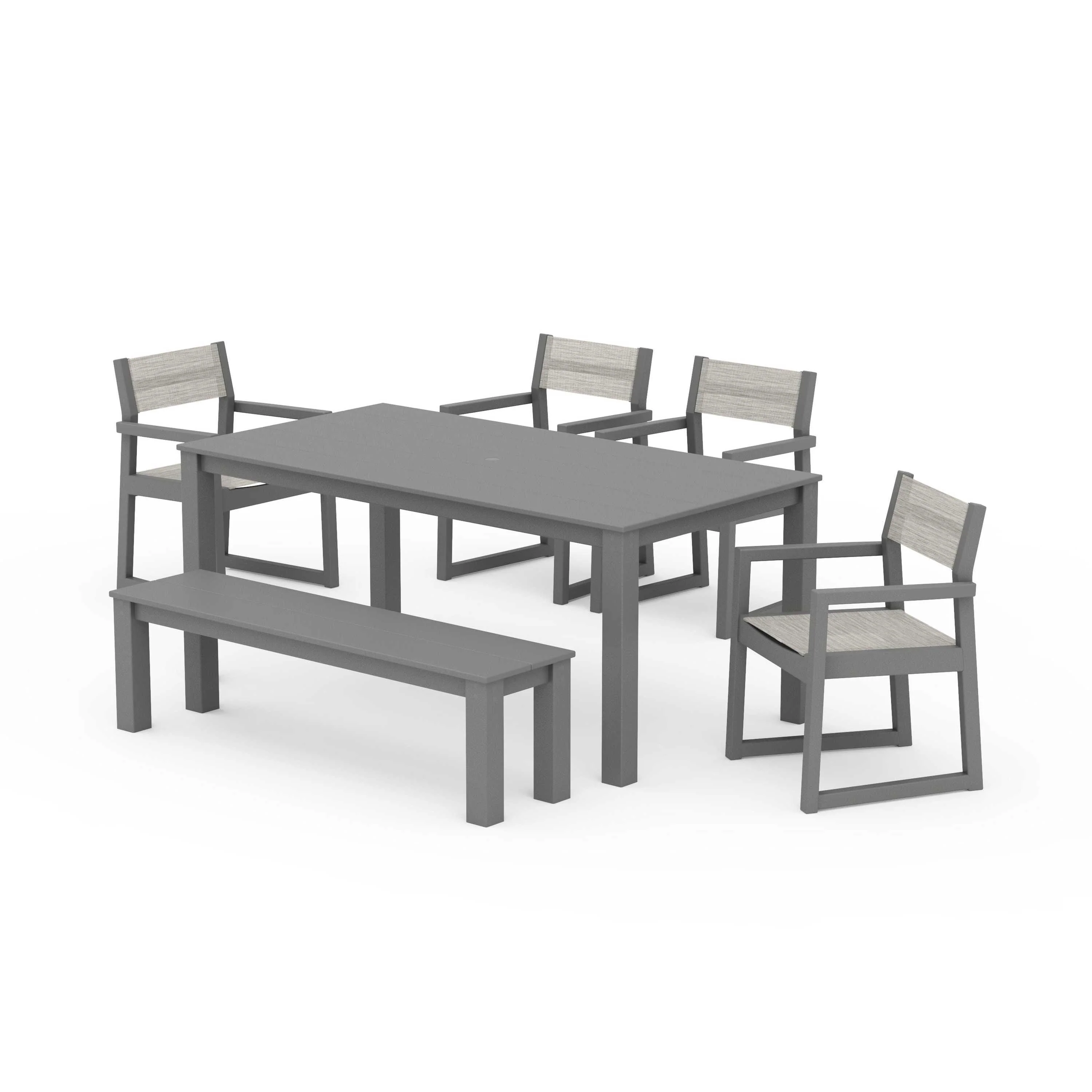 EDGE Sling Arm Chair 6-Piece Parsons Dining Set with Bench - Image 67