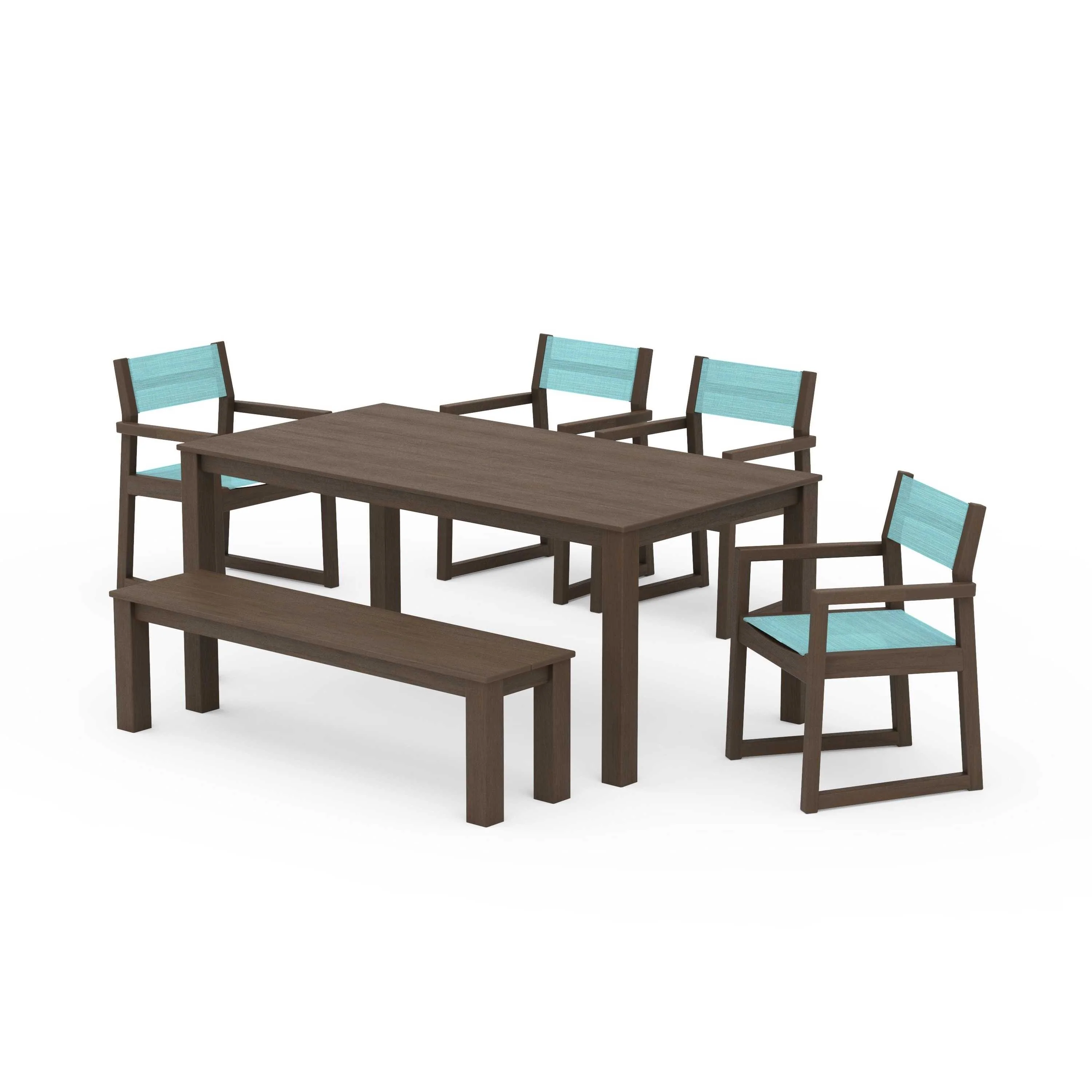 EDGE Sling Arm Chair 6-Piece Parsons Dining Set with Bench - Image 68