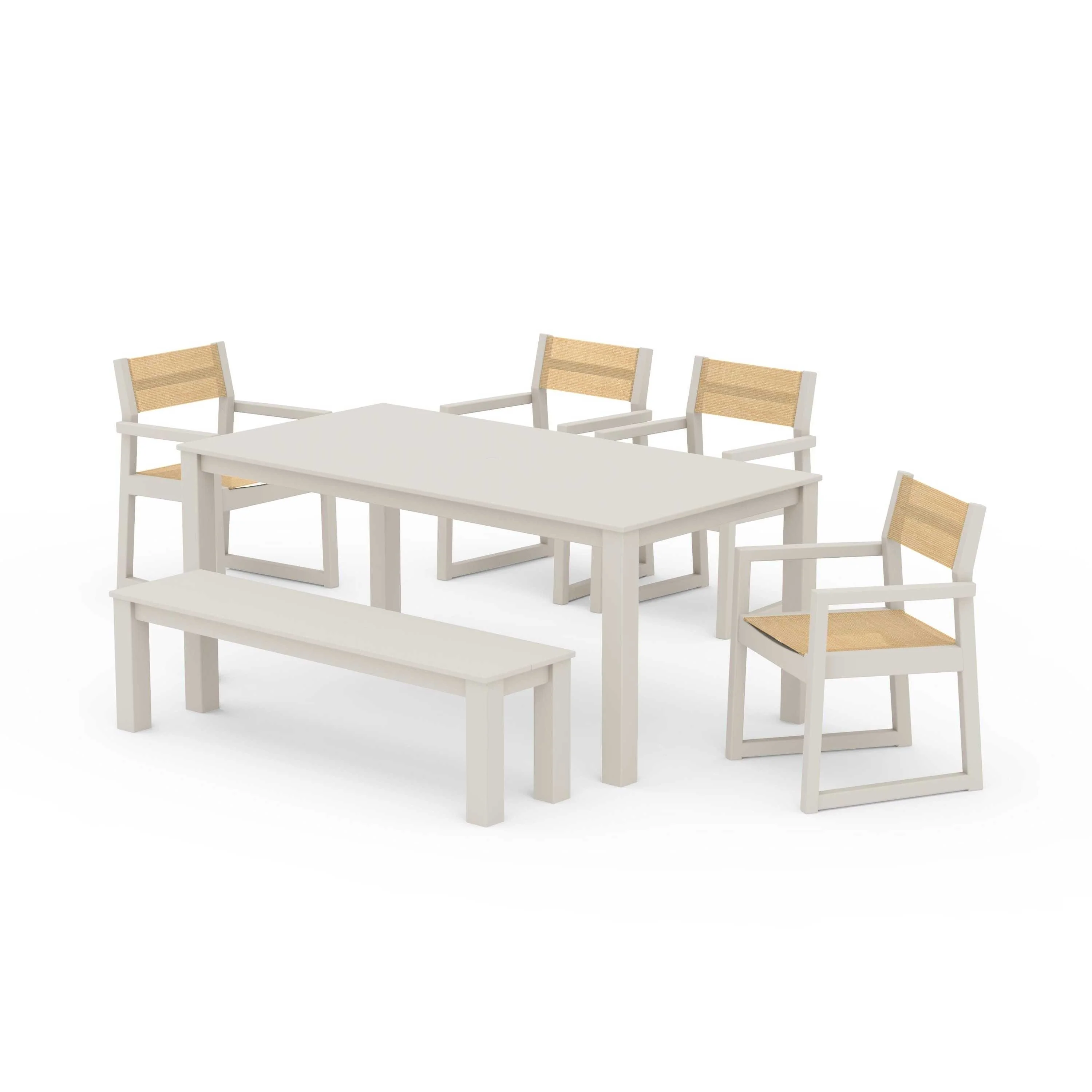 EDGE Sling Arm Chair 6-Piece Parsons Dining Set with Bench - Image 70