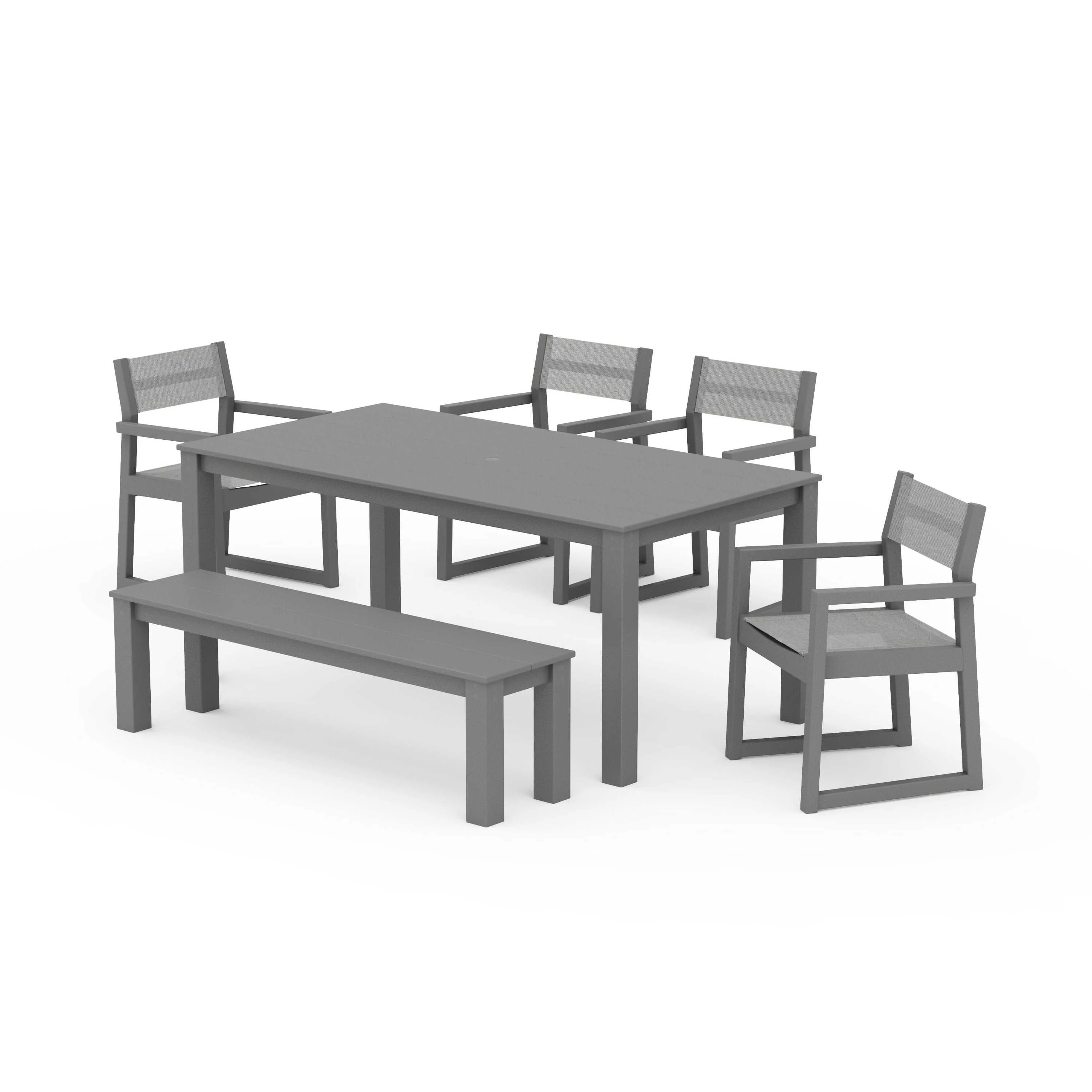 EDGE Sling Arm Chair 6-Piece Parsons Dining Set with Bench - Image 72