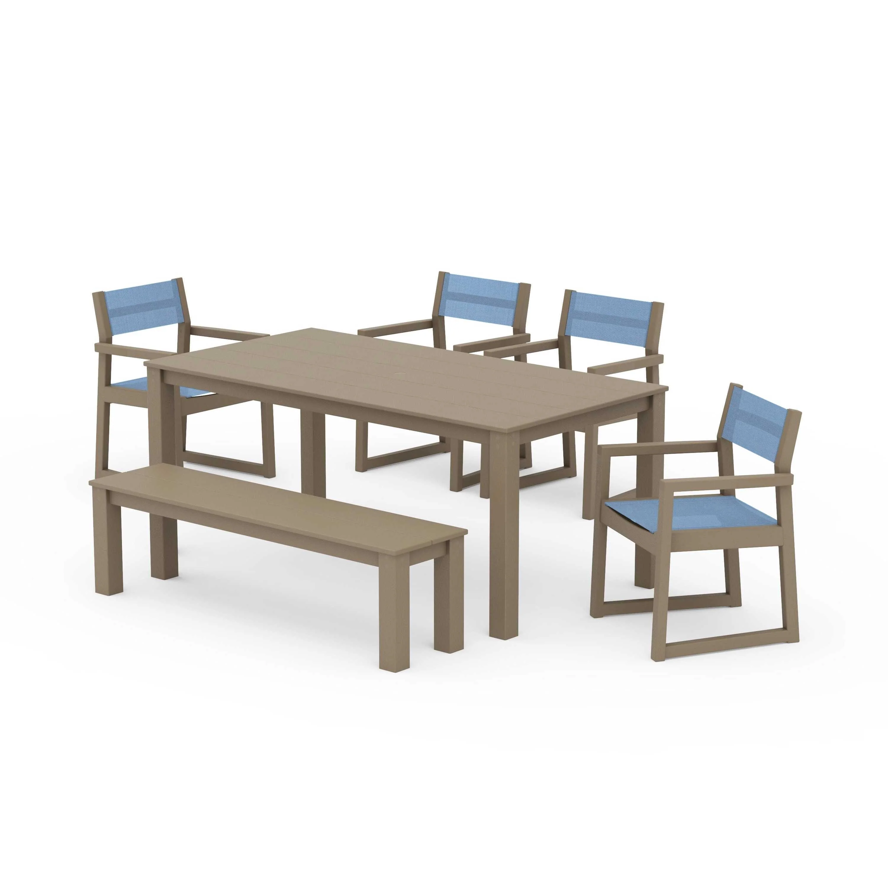 EDGE Sling Arm Chair 6-Piece Parsons Dining Set with Bench - Image 74