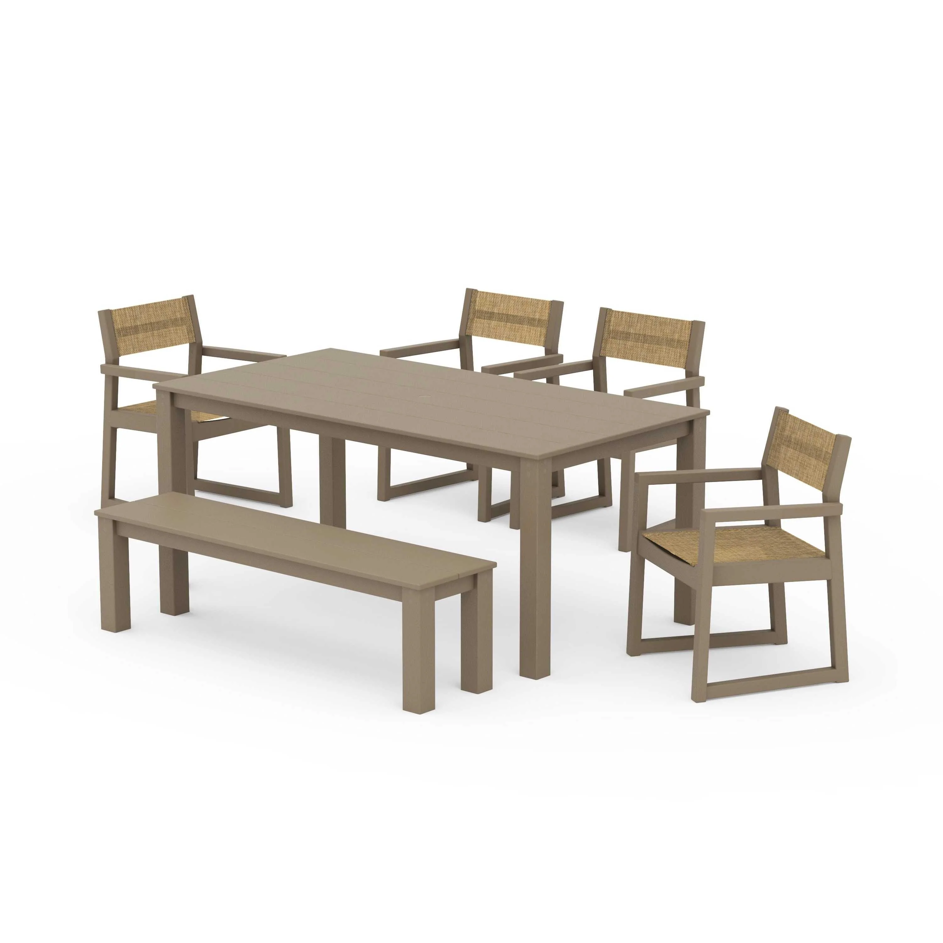 EDGE Sling Arm Chair 6-Piece Parsons Dining Set with Bench - Image 75