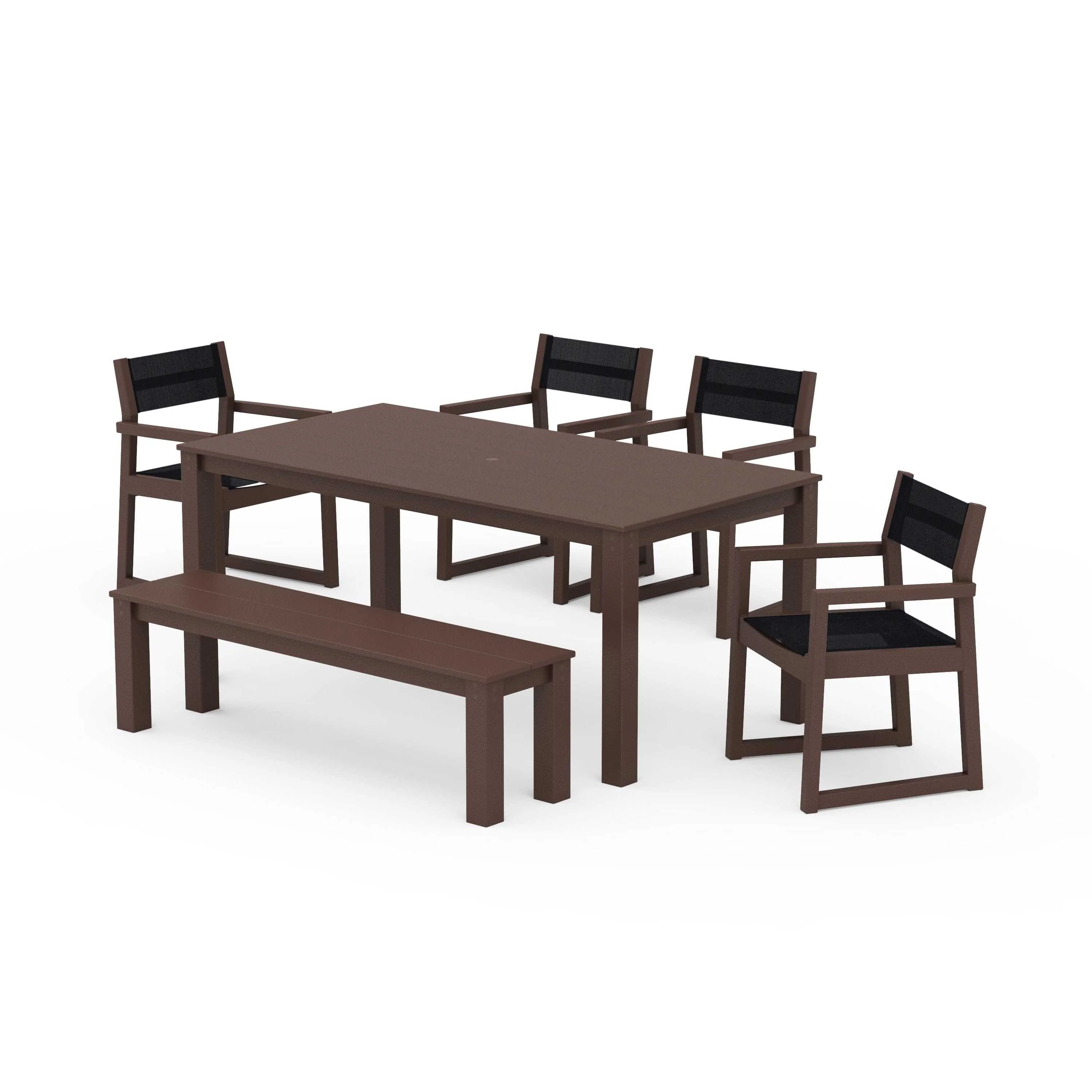 EDGE Sling Arm Chair 6-Piece Parsons Dining Set with Bench - Image 78