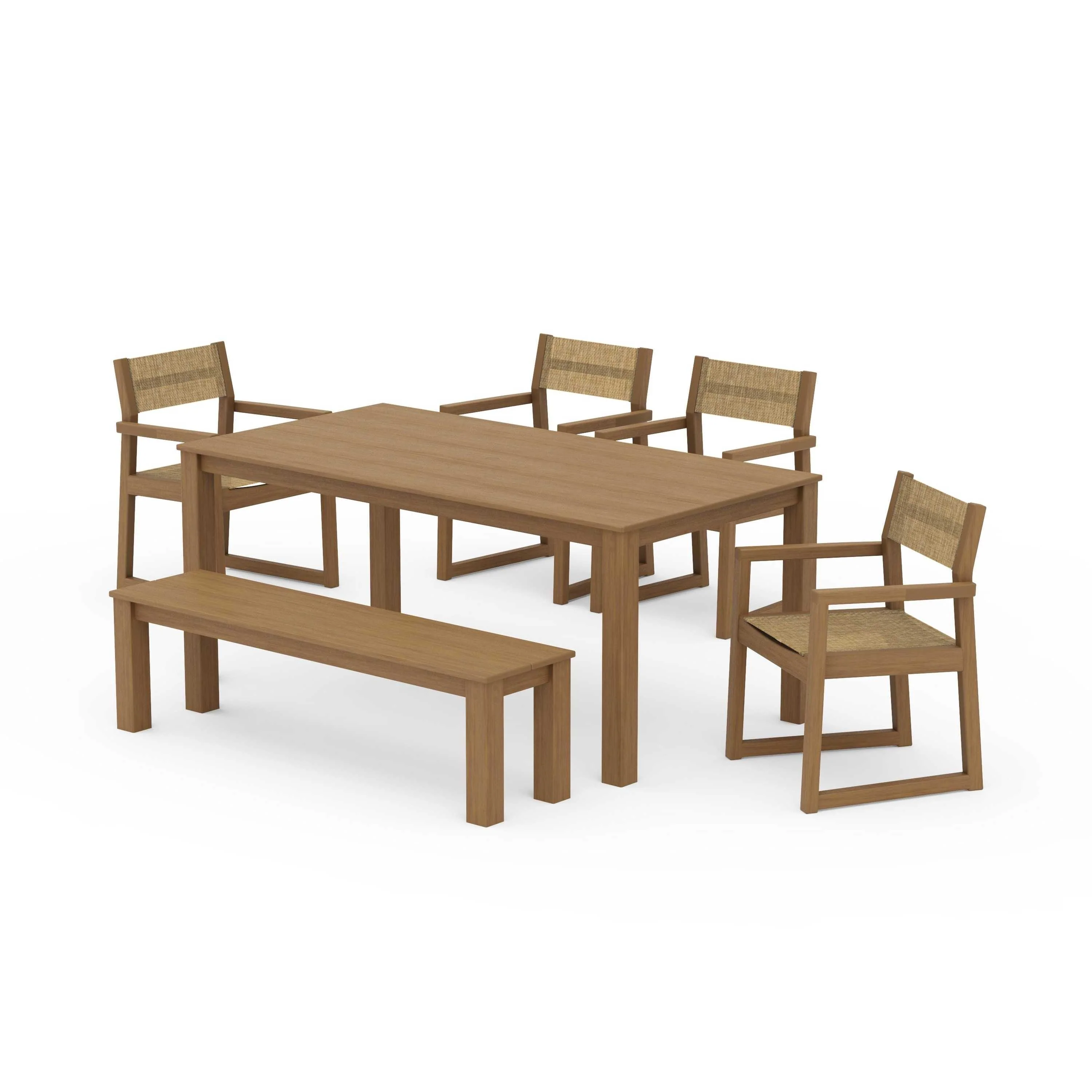 EDGE Sling Arm Chair 6-Piece Parsons Dining Set with Bench - Image 79