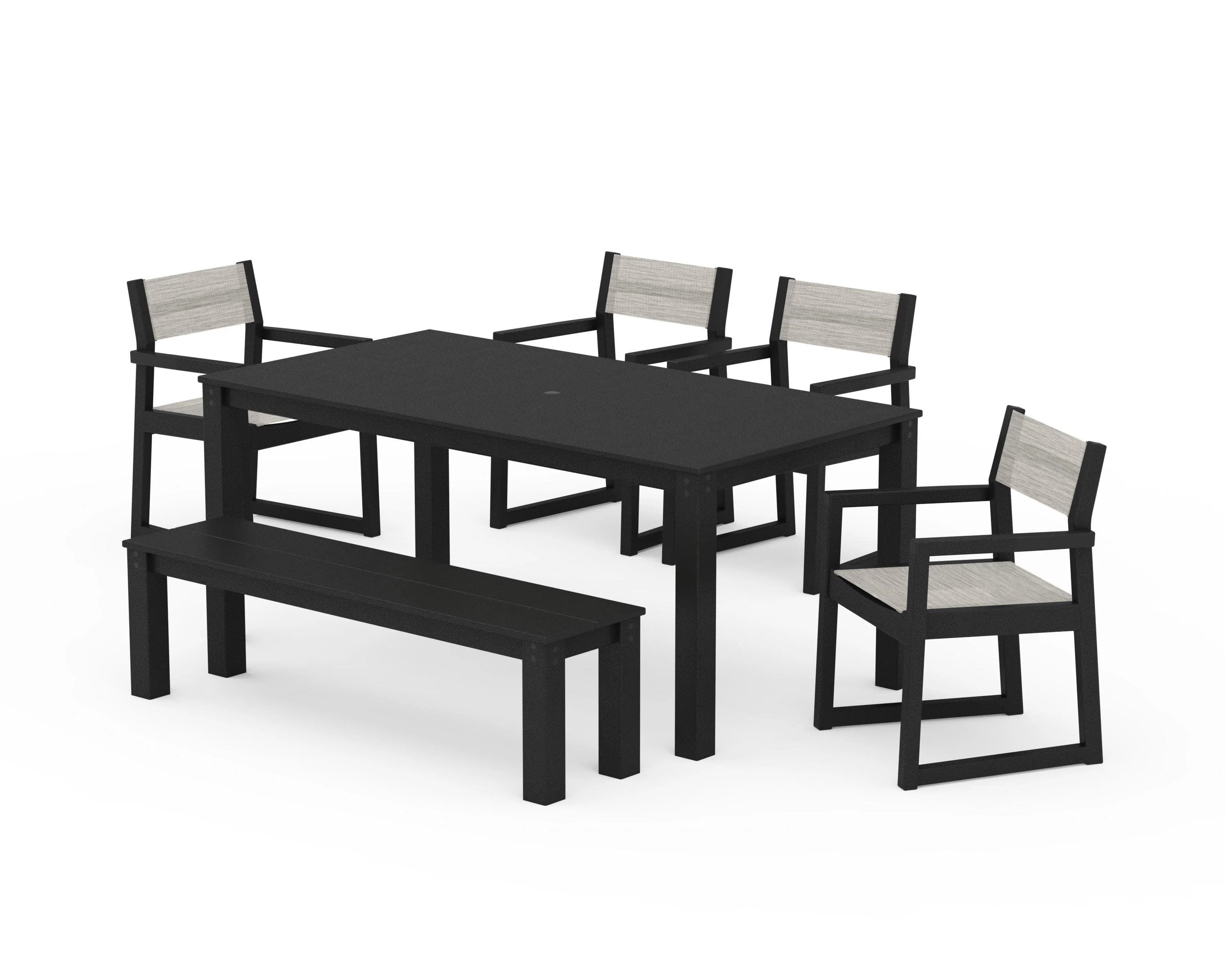 EDGE Sling Arm Chair 6-Piece Parsons Dining Set with Bench - Image 8
