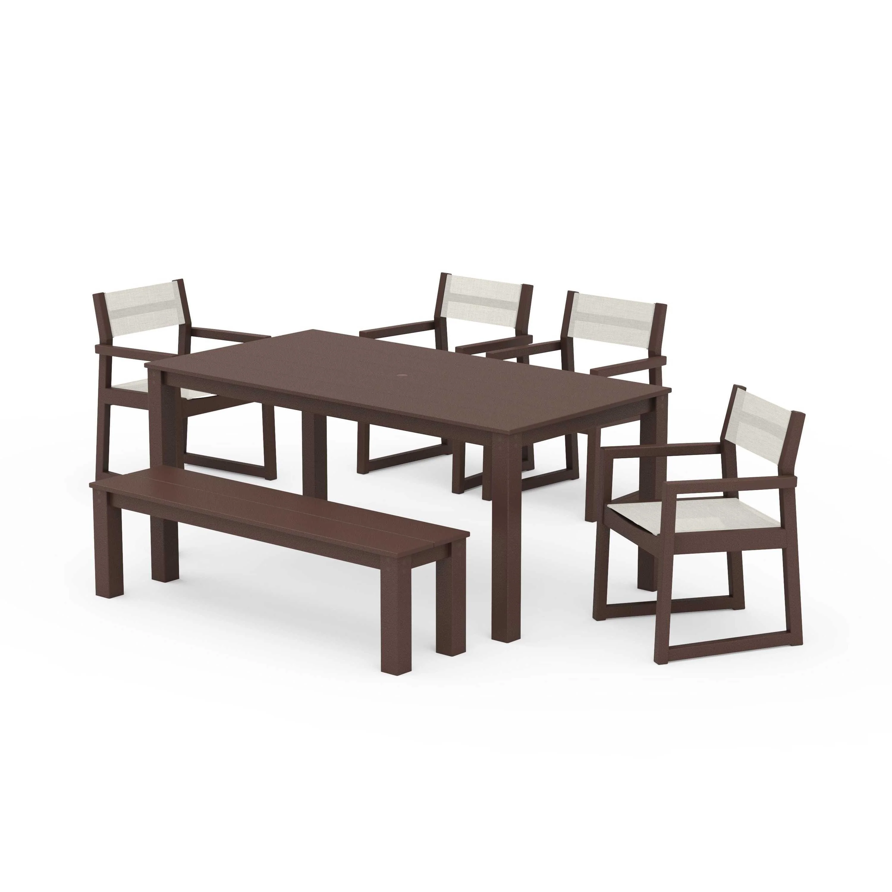 EDGE Sling Arm Chair 6-Piece Parsons Dining Set with Bench - Image 81