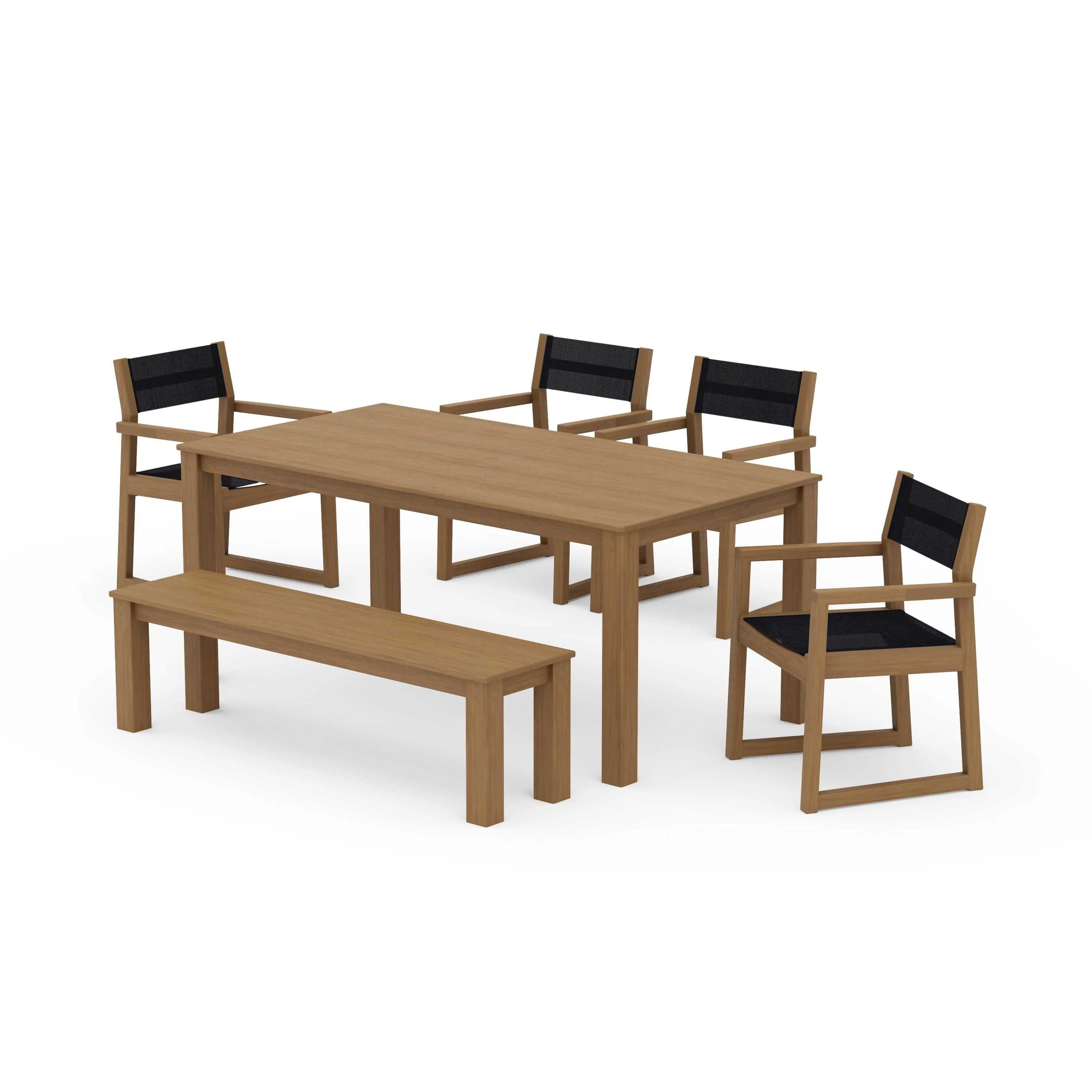 EDGE Sling Arm Chair 6-Piece Parsons Dining Set with Bench - Image 82