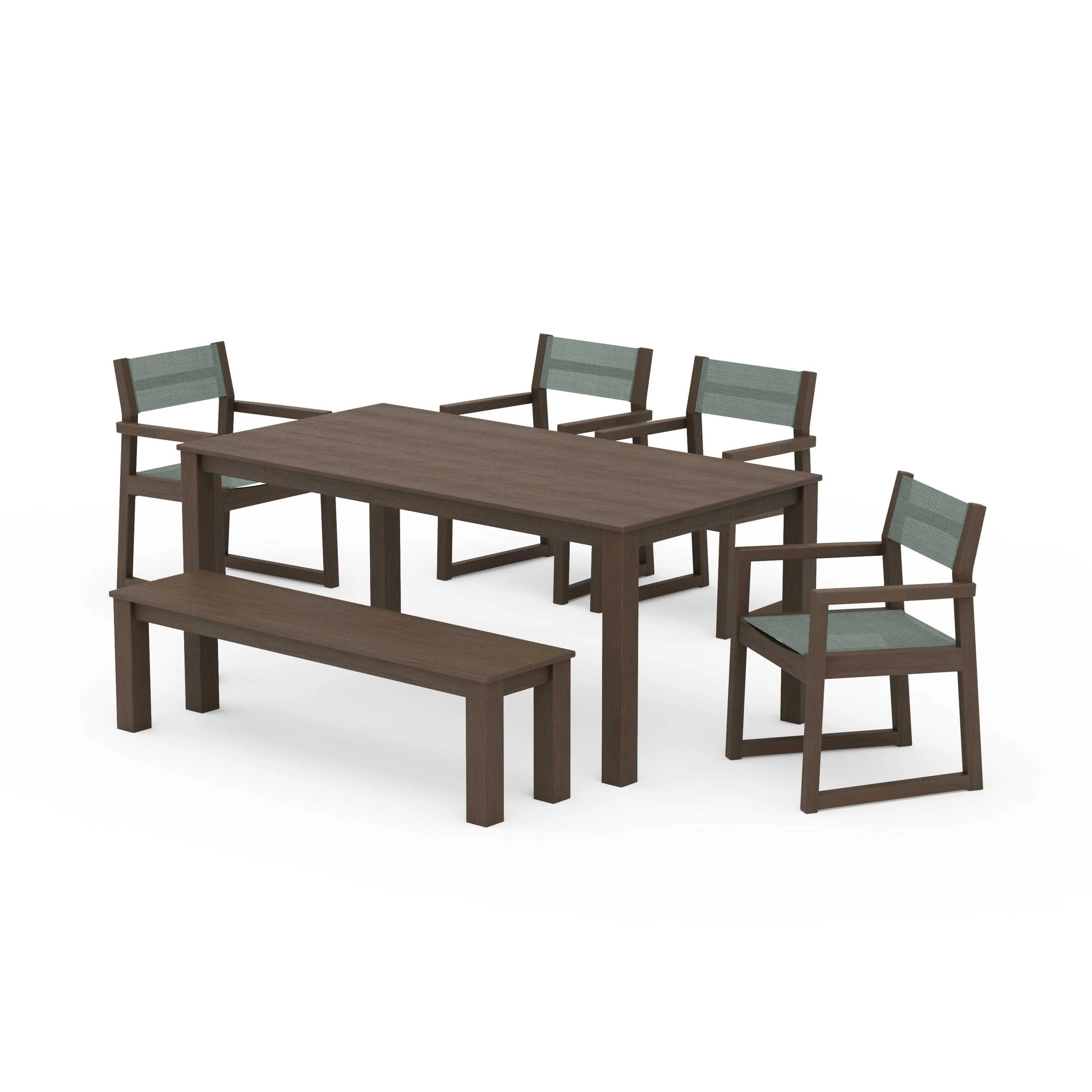 EDGE Sling Arm Chair 6-Piece Parsons Dining Set with Bench - Image 83