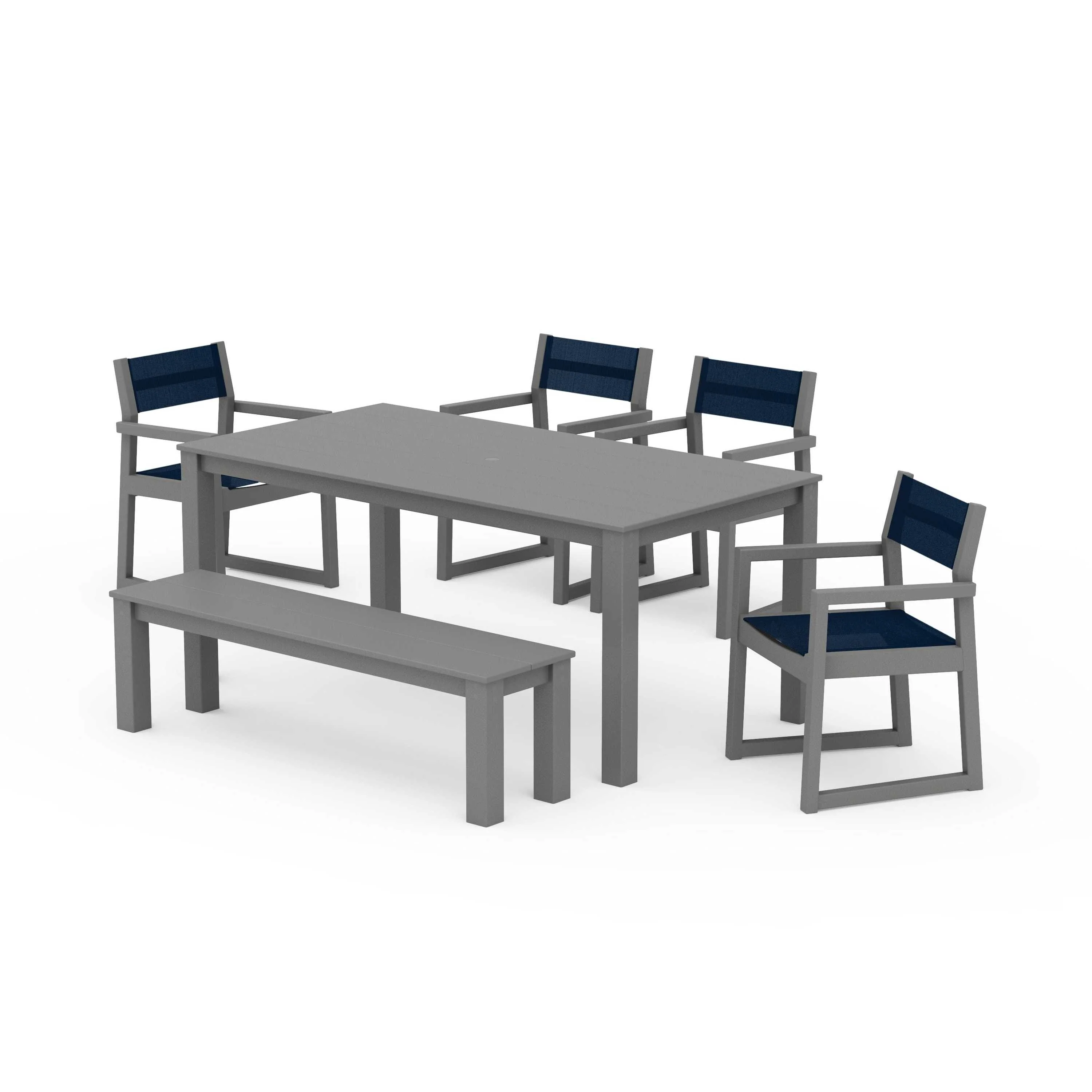 EDGE Sling Arm Chair 6-Piece Parsons Dining Set with Bench - Image 84