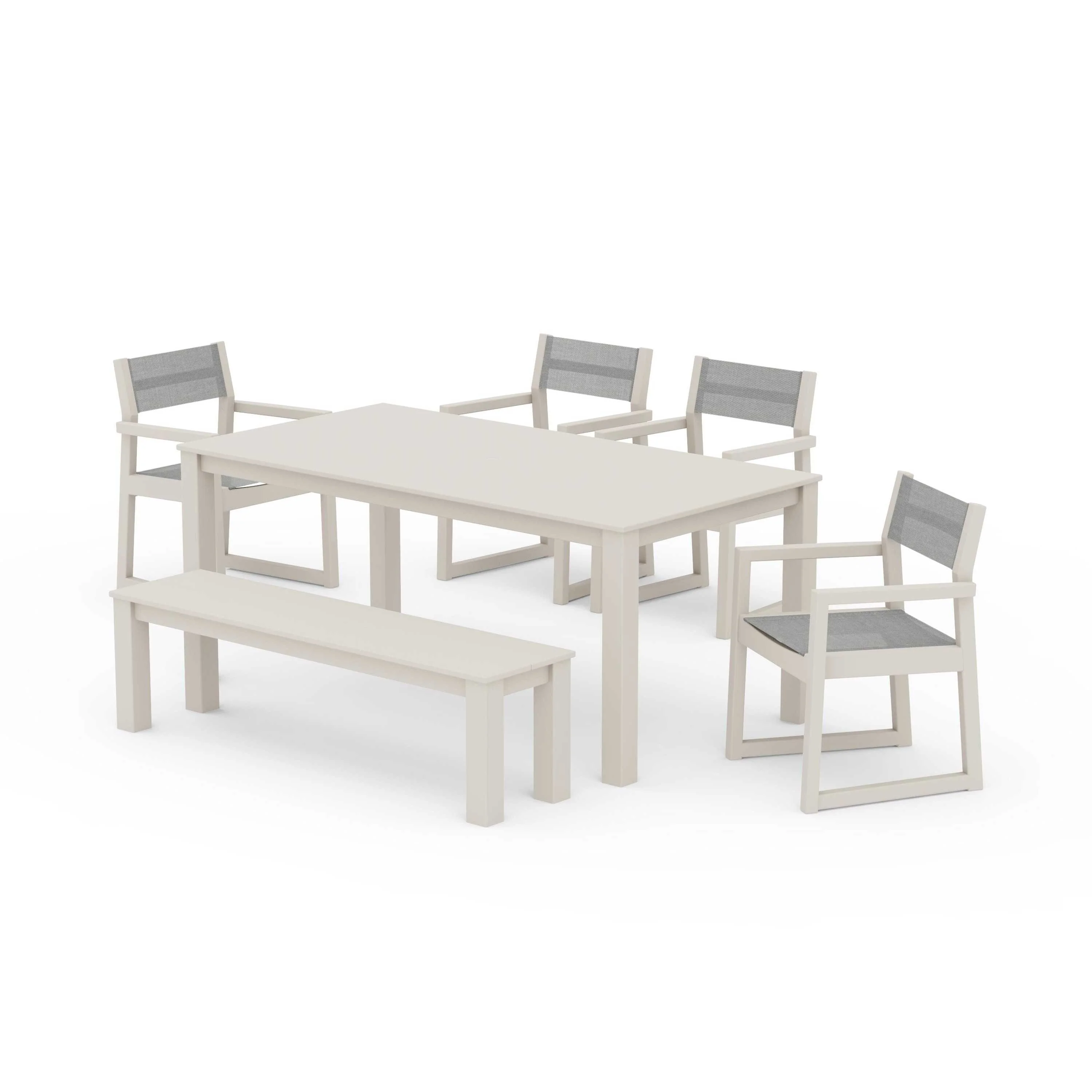 EDGE Sling Arm Chair 6-Piece Parsons Dining Set with Bench - Image 85