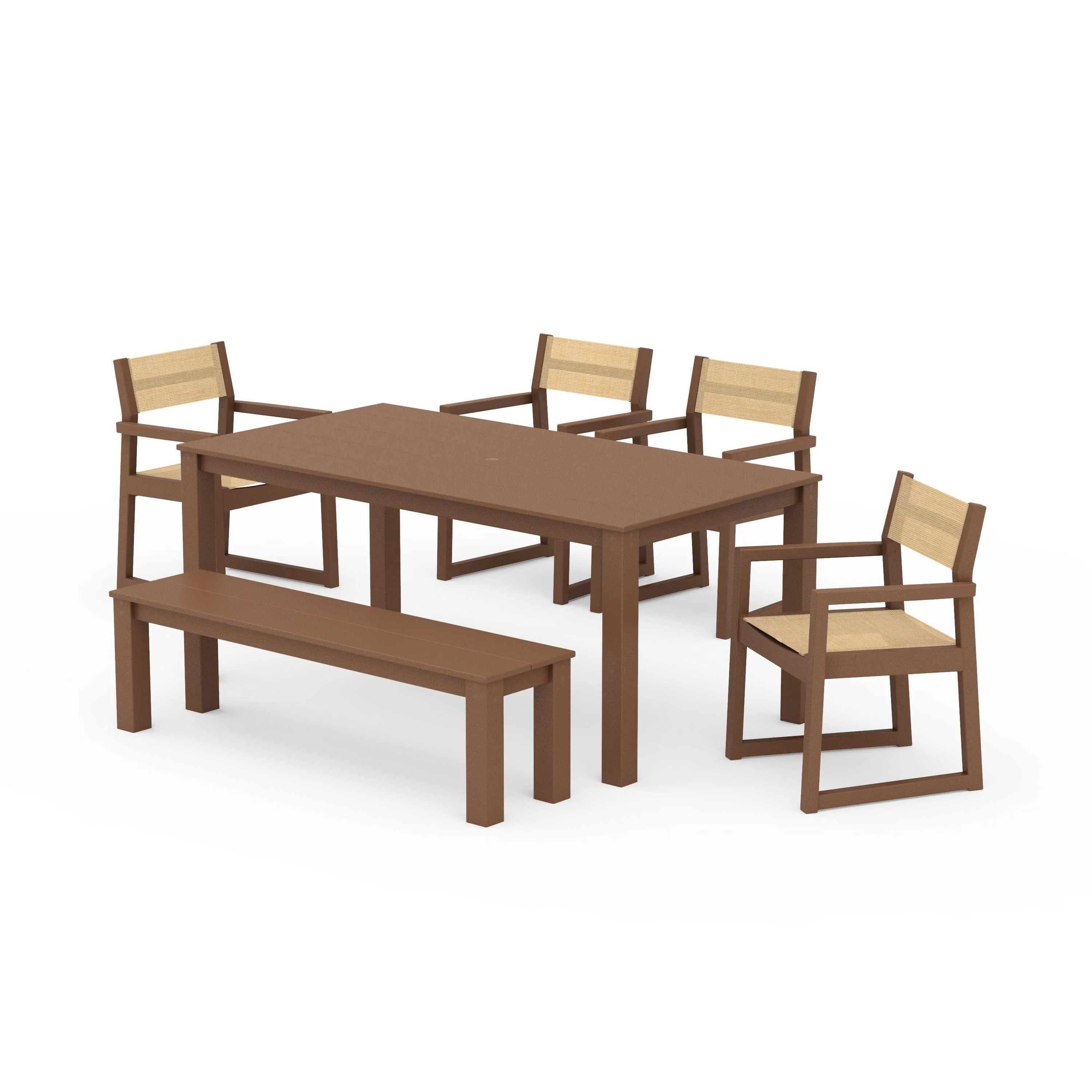 EDGE Sling Arm Chair 6-Piece Parsons Dining Set with Bench - Image 86