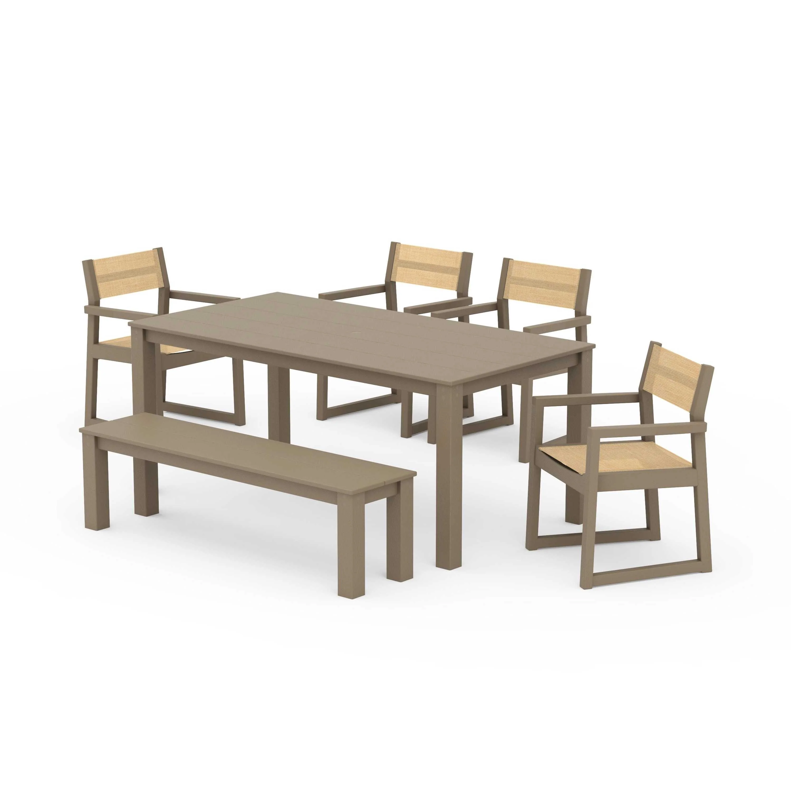 EDGE Sling Arm Chair 6-Piece Parsons Dining Set with Bench - Image 87
