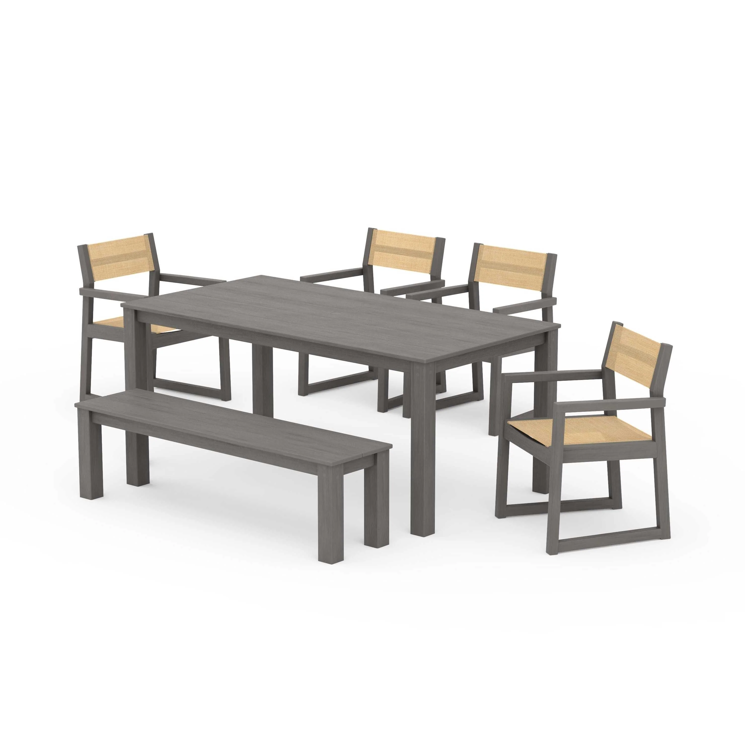 EDGE Sling Arm Chair 6-Piece Parsons Dining Set with Bench - Image 90