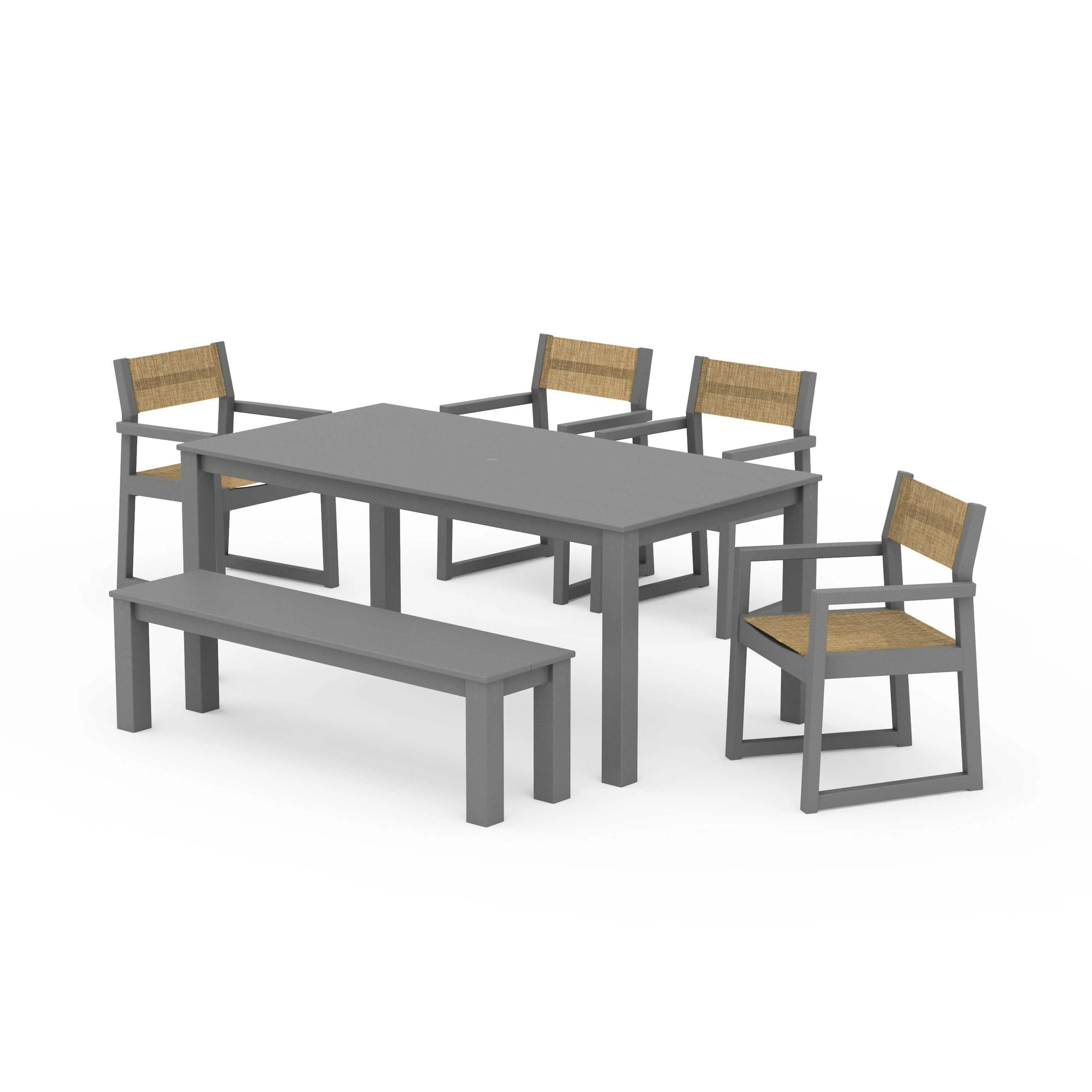 EDGE Sling Arm Chair 6-Piece Parsons Dining Set with Bench - Image 91