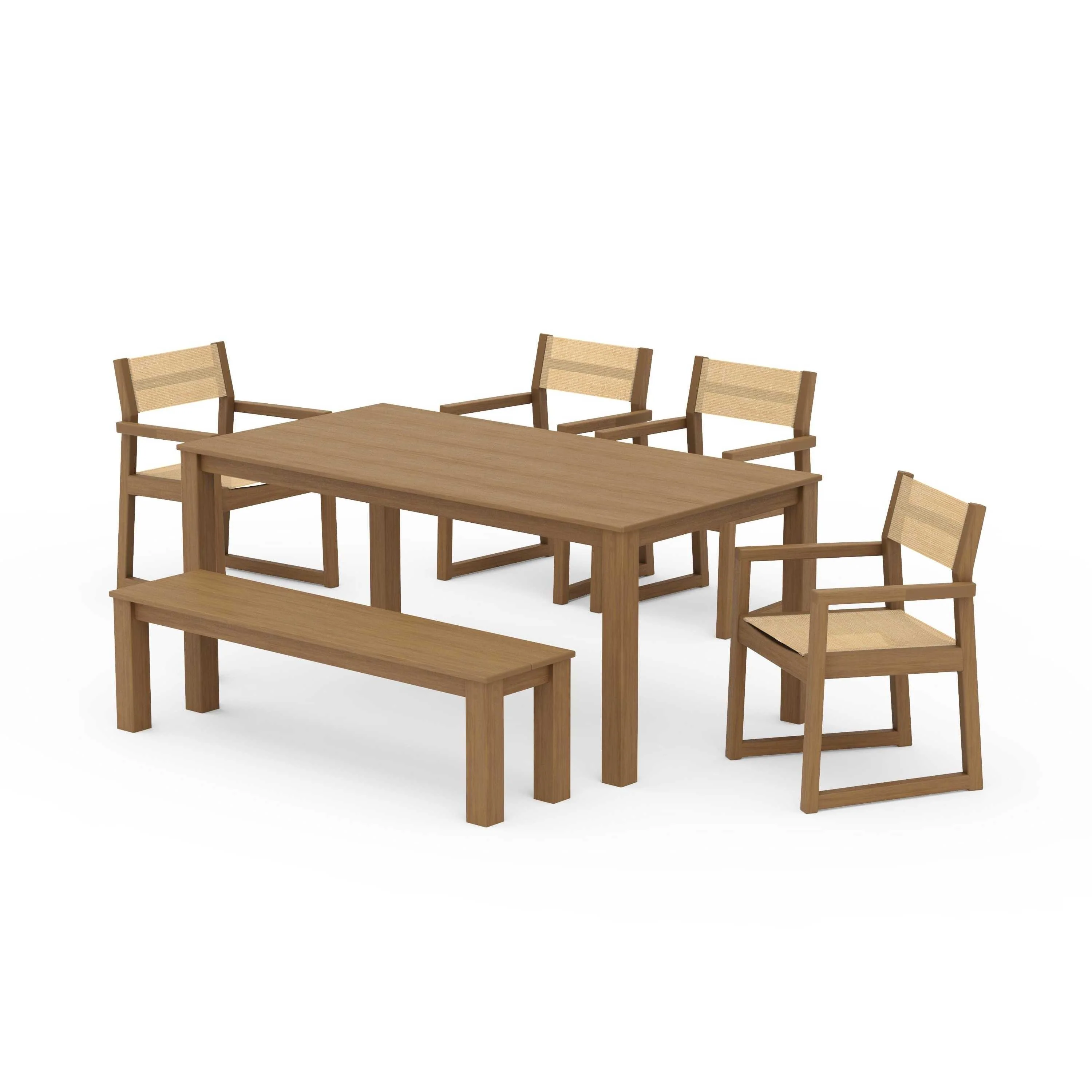 EDGE Sling Arm Chair 6-Piece Parsons Dining Set with Bench - Image 93