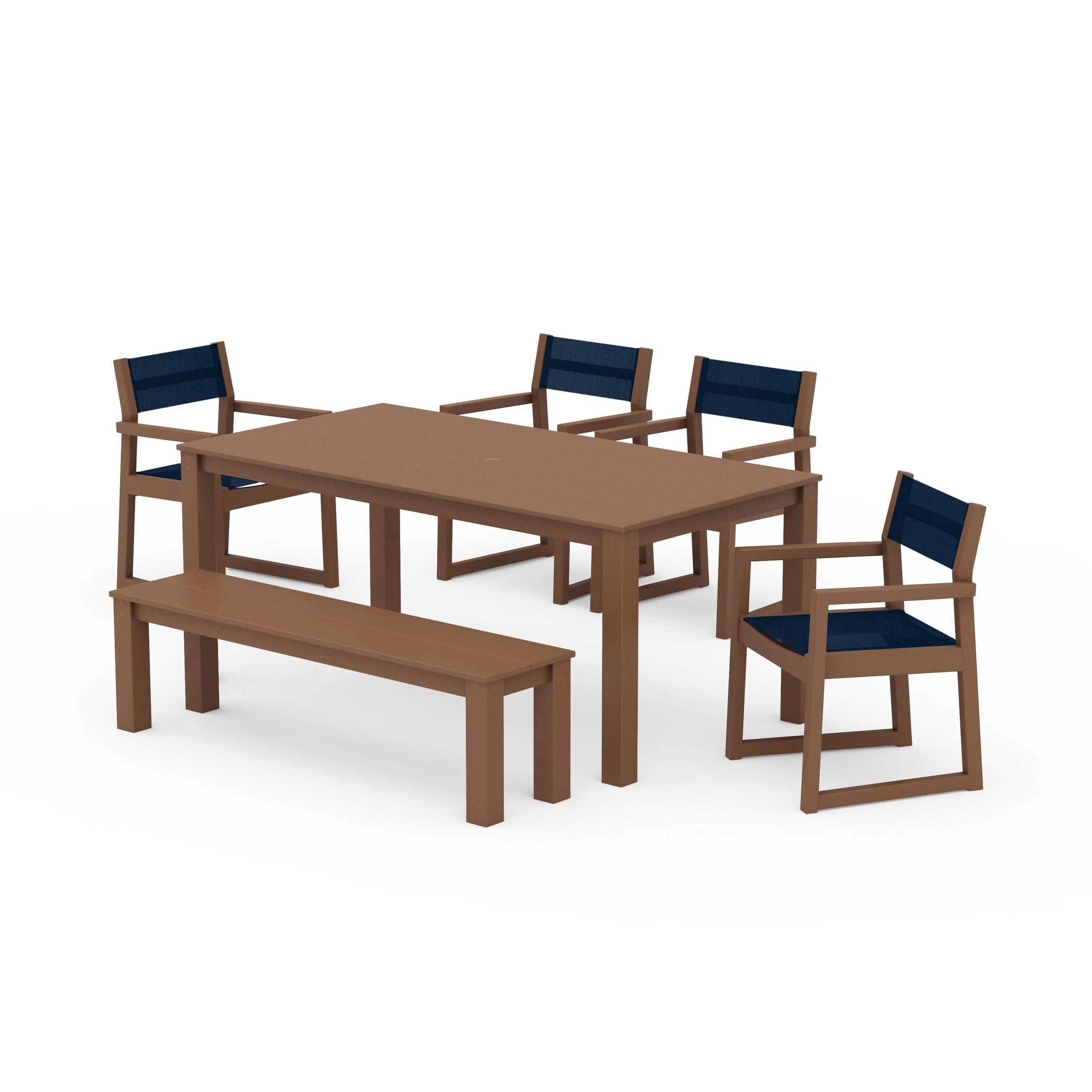 EDGE Sling Arm Chair 6-Piece Parsons Dining Set with Bench - Image 95